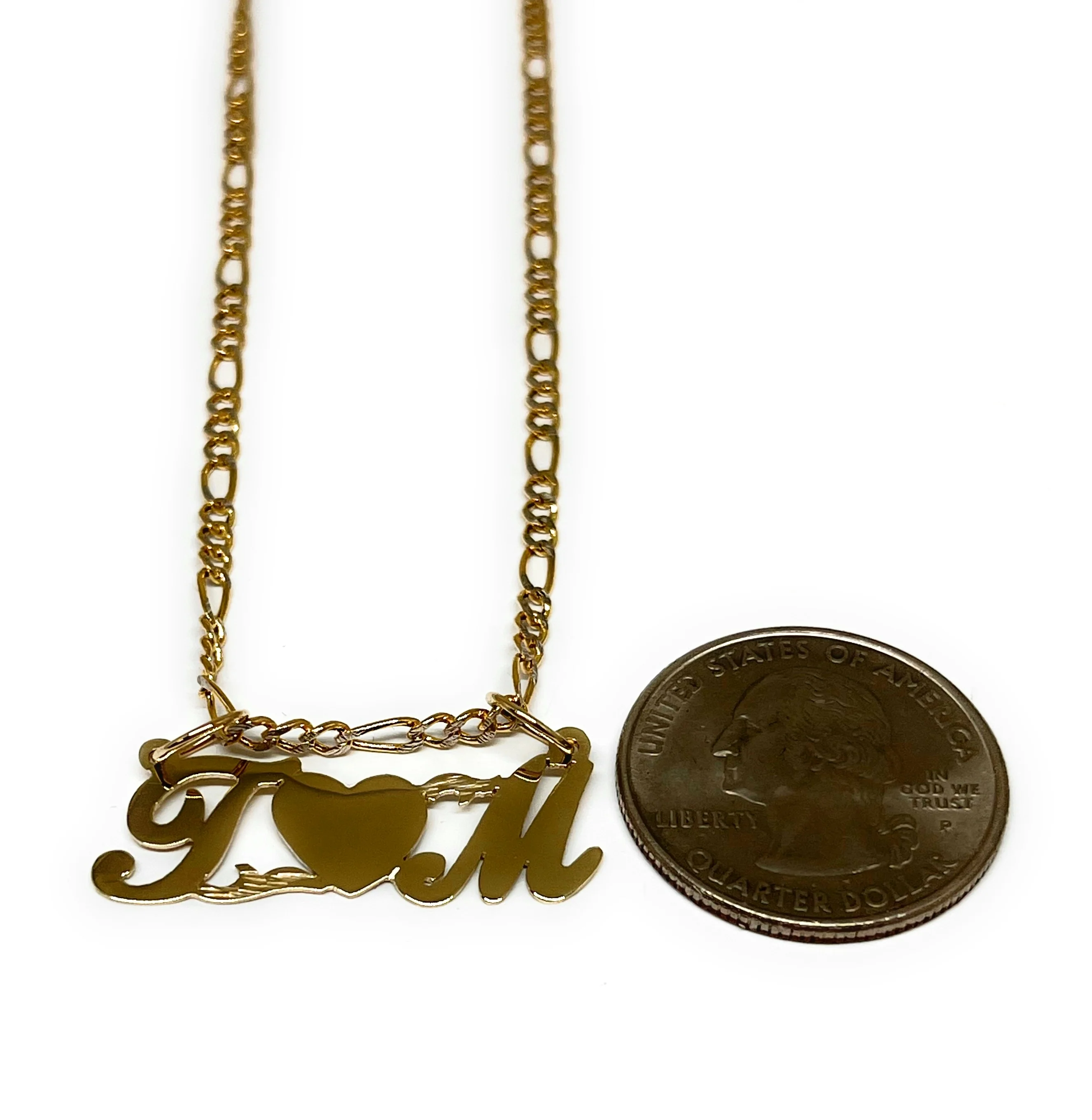 10k Solid Gold Yellow Custom Double Initial Heart Letter Pendant Necklace with Chain Options - Image 2