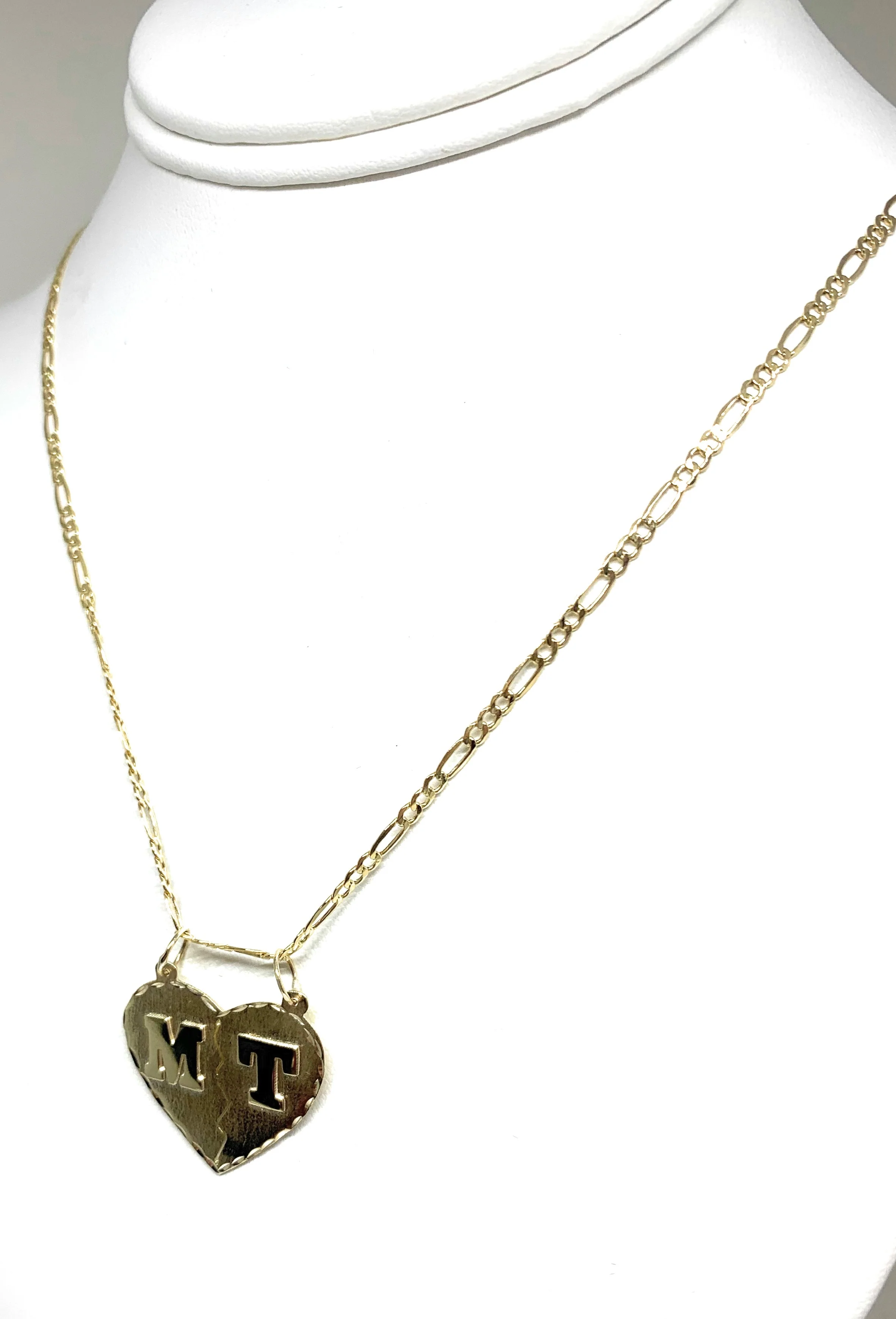 10k Solid Gold Yellow Custom Double Initial Heart Pendant Necklace - Image 5