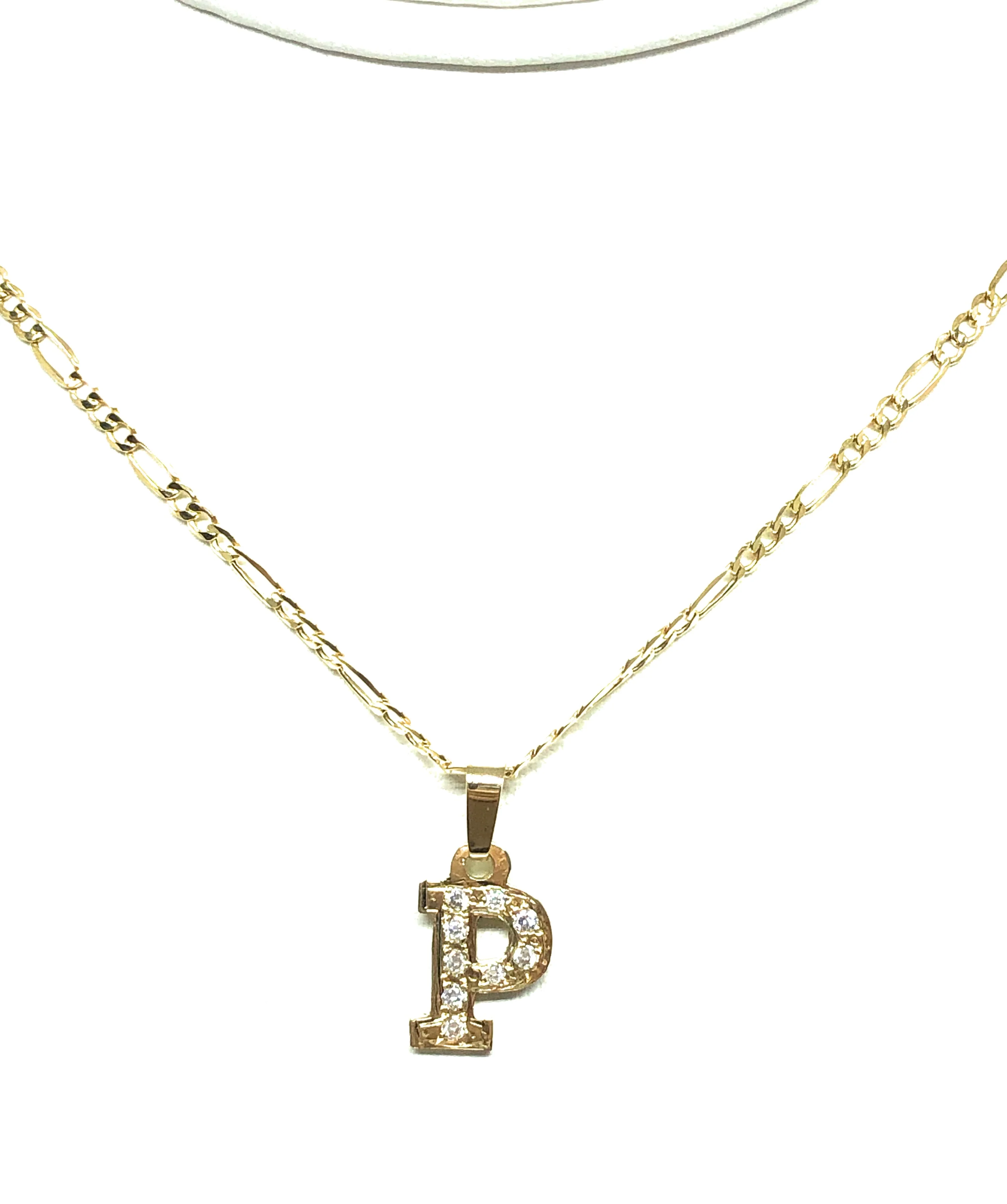 10k Solid Gold Yellow Custom Initial CZ Pendant Necklace - Image 4
