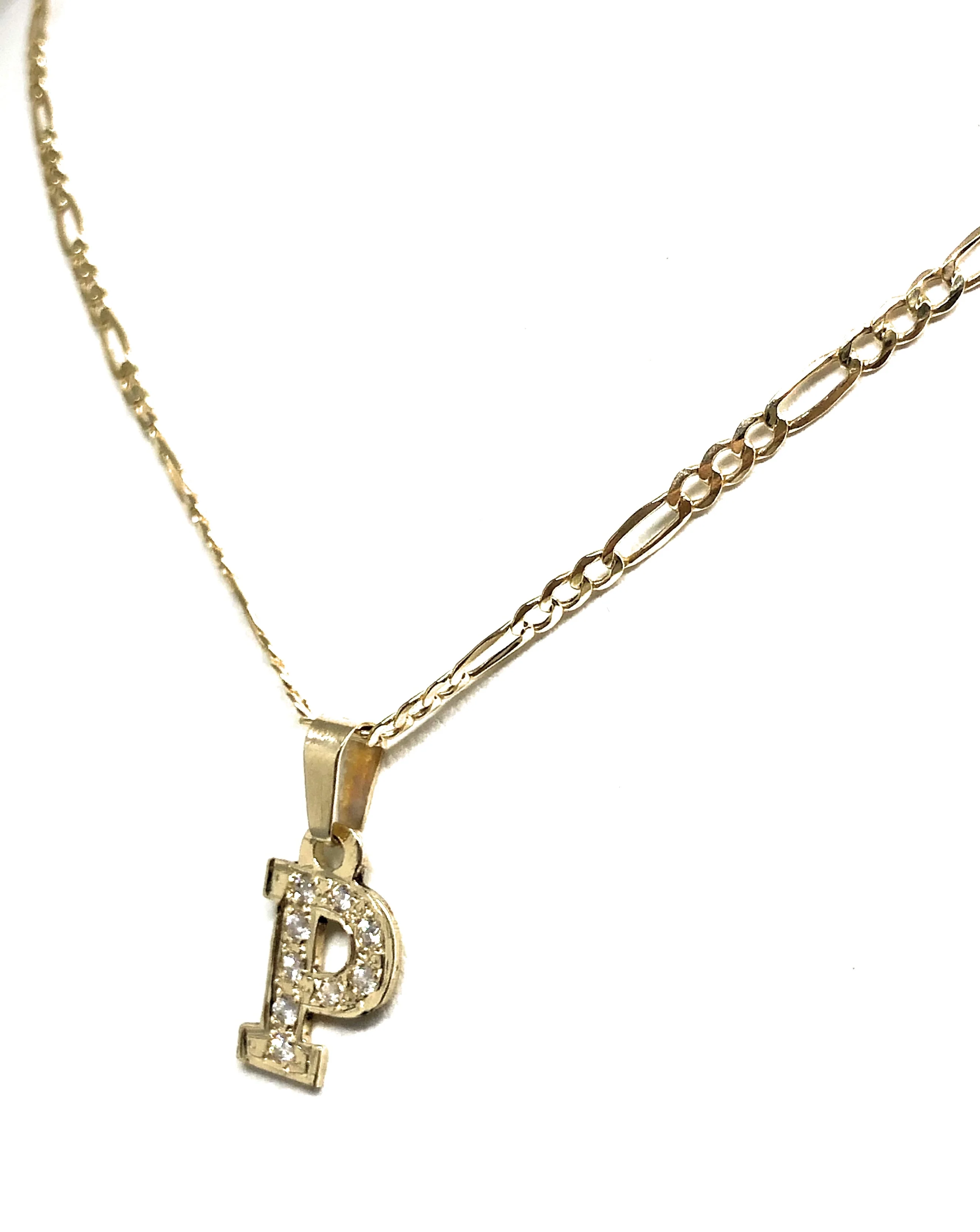 10k Solid Gold Yellow Custom Initial CZ Pendant Necklace - Image 6