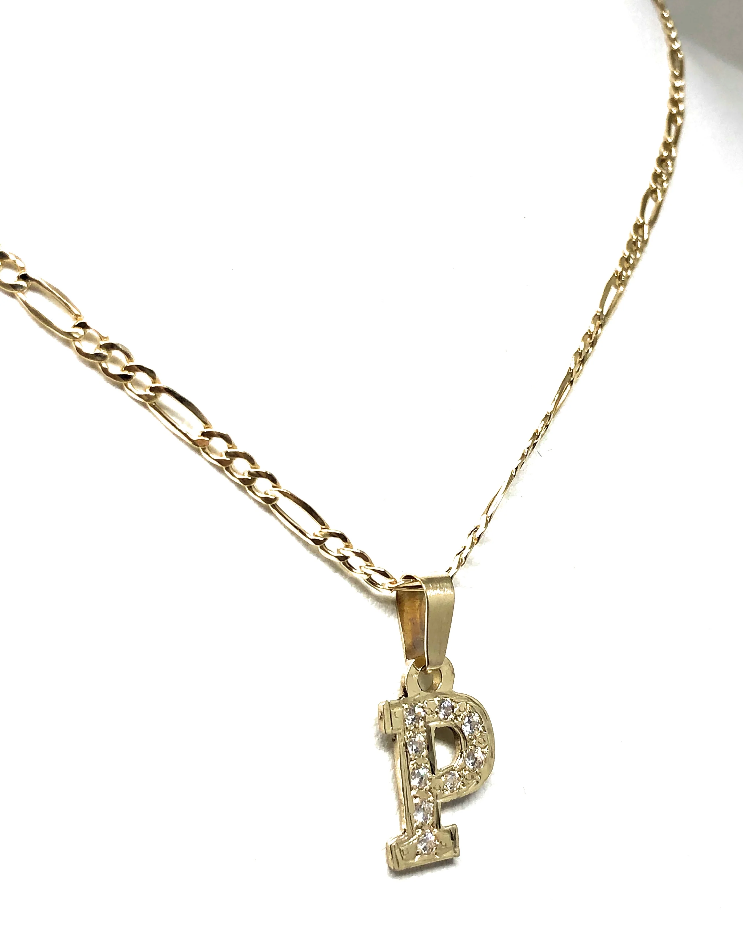 10k Solid Gold Yellow Custom Initial CZ Pendant Necklace - Image 7