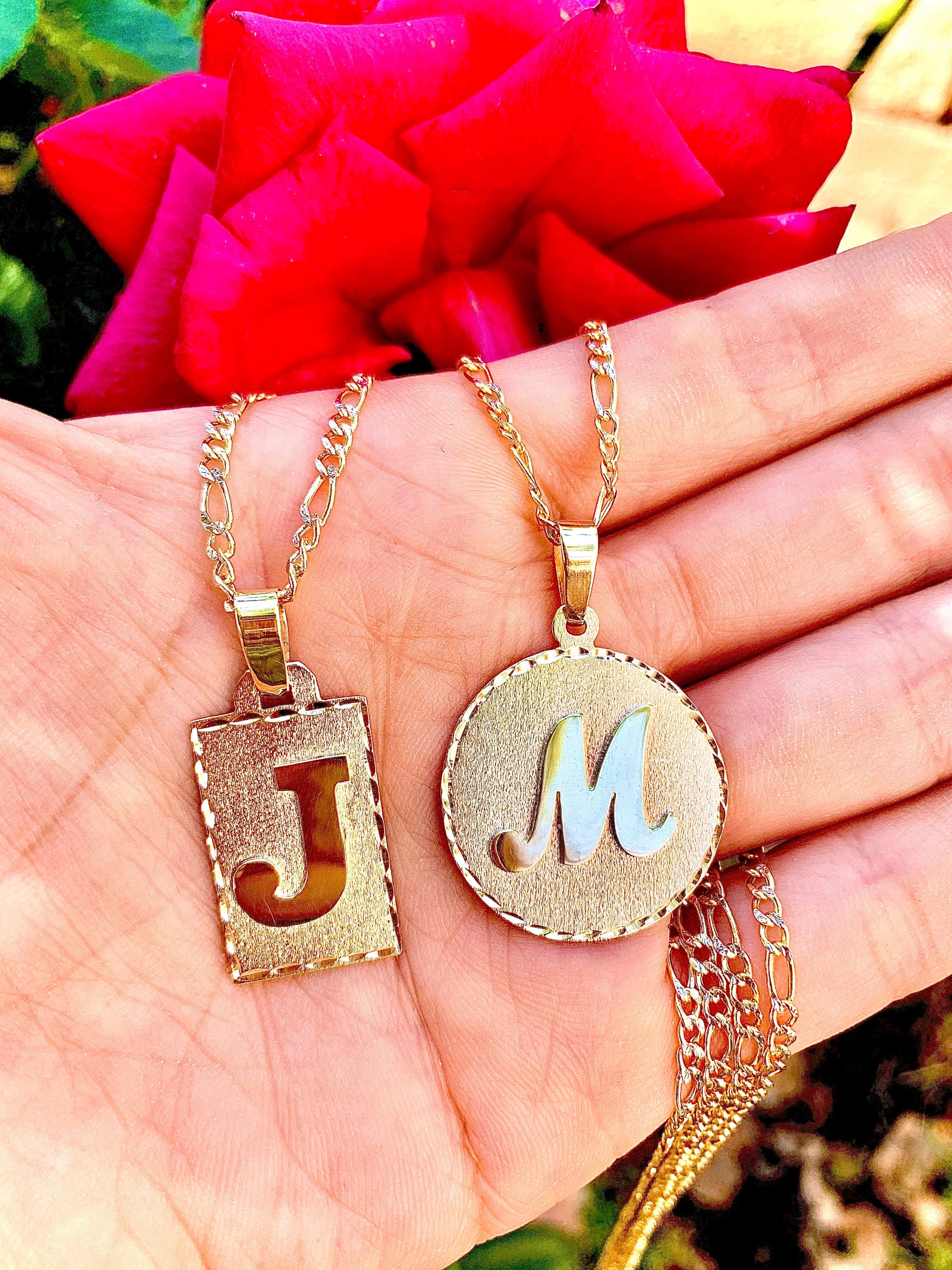 14k Solid Gold Yellow Custom Initial Pendant Necklace with Chain Options - Image 7
