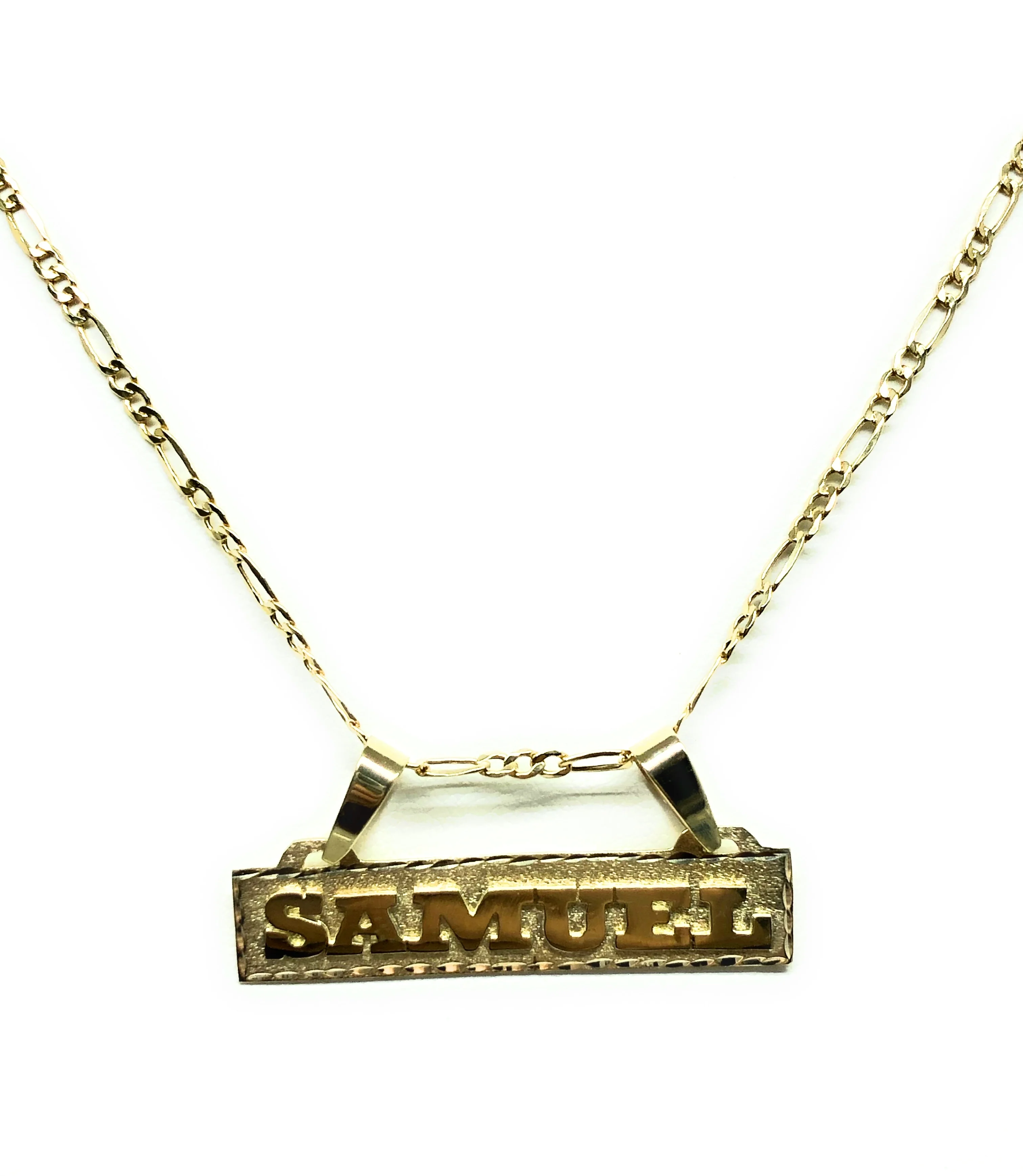 10k Solid Gold Yellow Custom Nameplate Pendant Necklace with Chain Options (N31) - Image 4