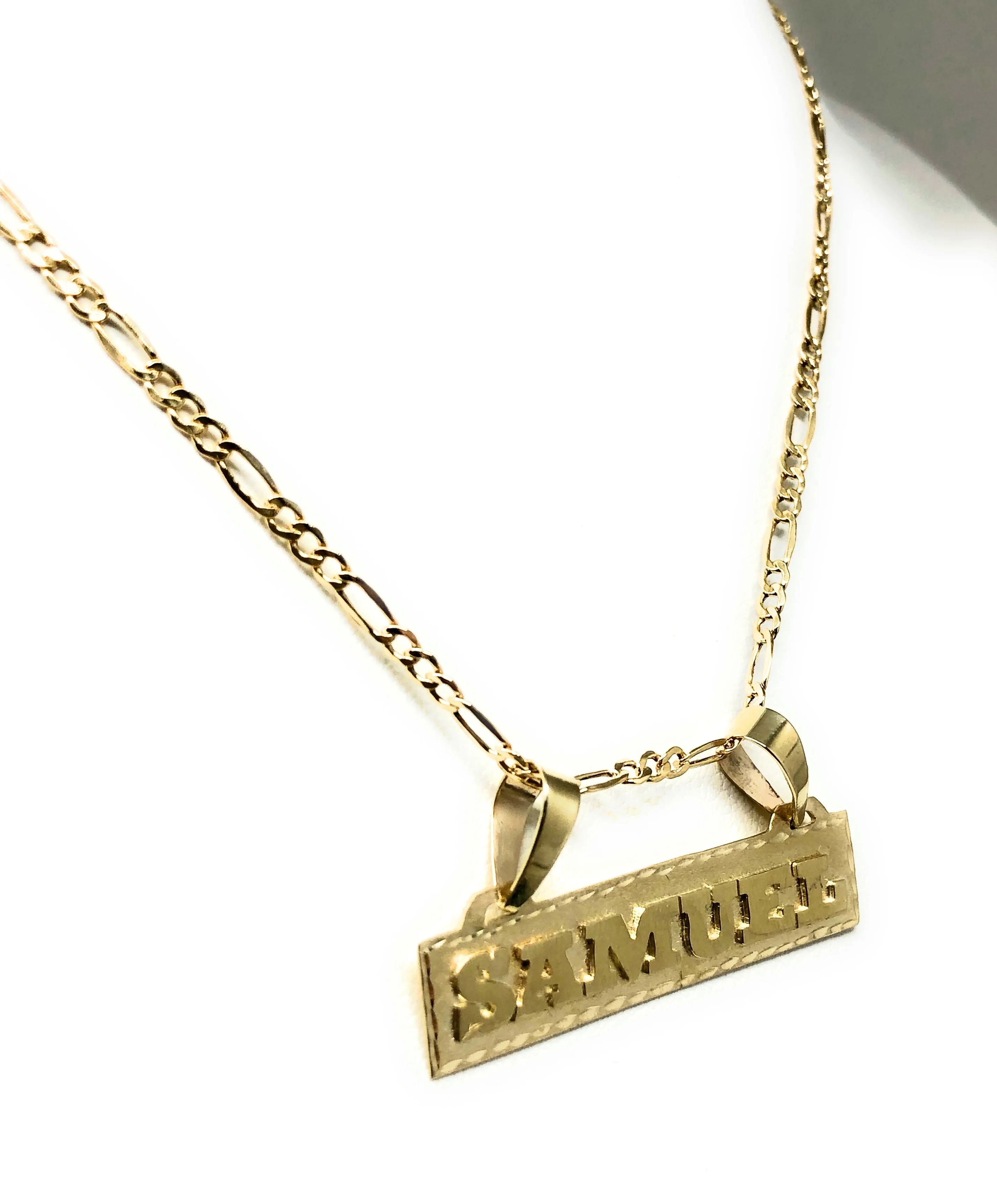 10k Solid Gold Yellow Custom Nameplate Pendant Necklace with Chain Options (N31) - Image 5