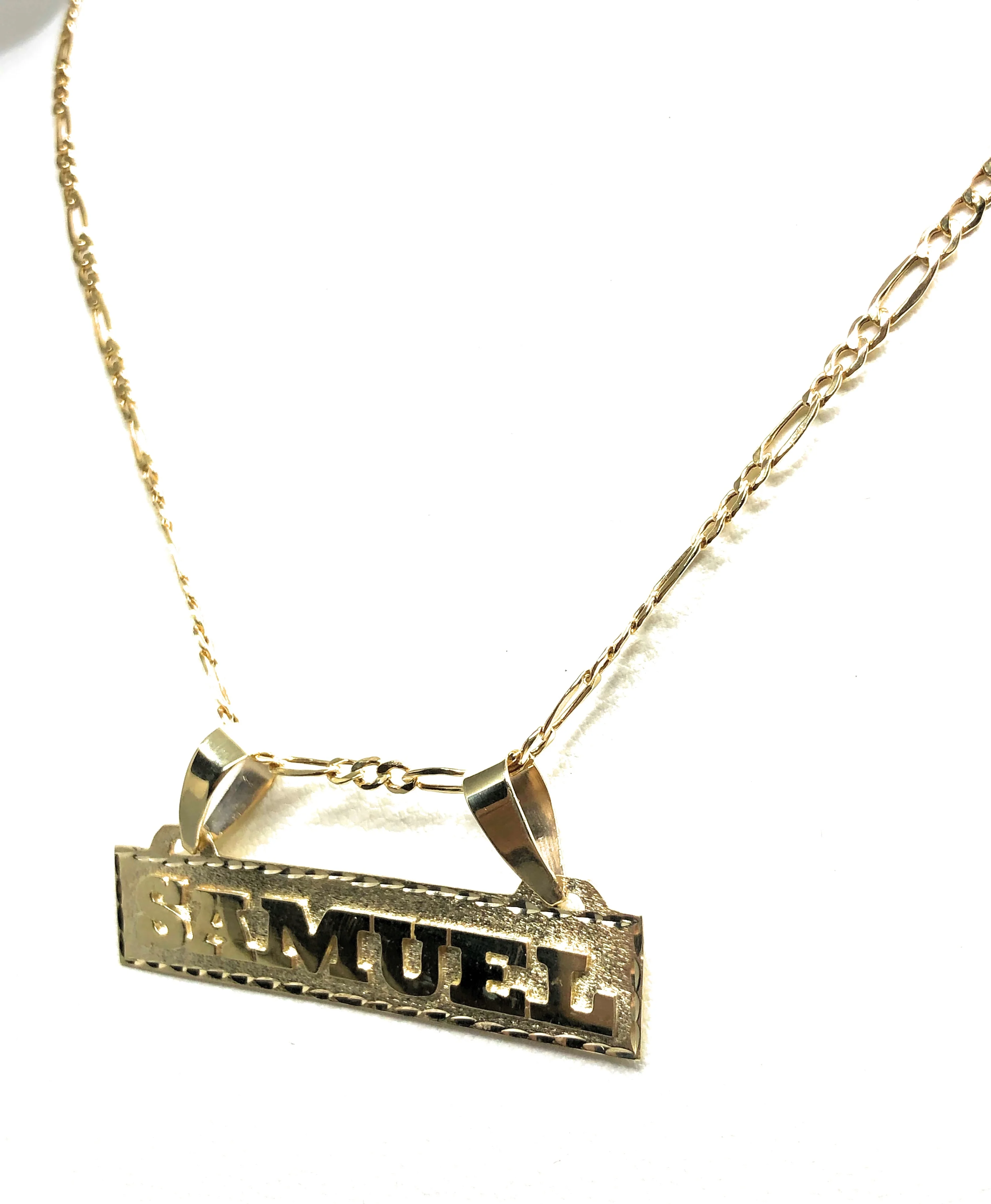 10k Solid Gold Yellow Custom Nameplate Pendant Necklace with Chain Options (N31) - Image 6