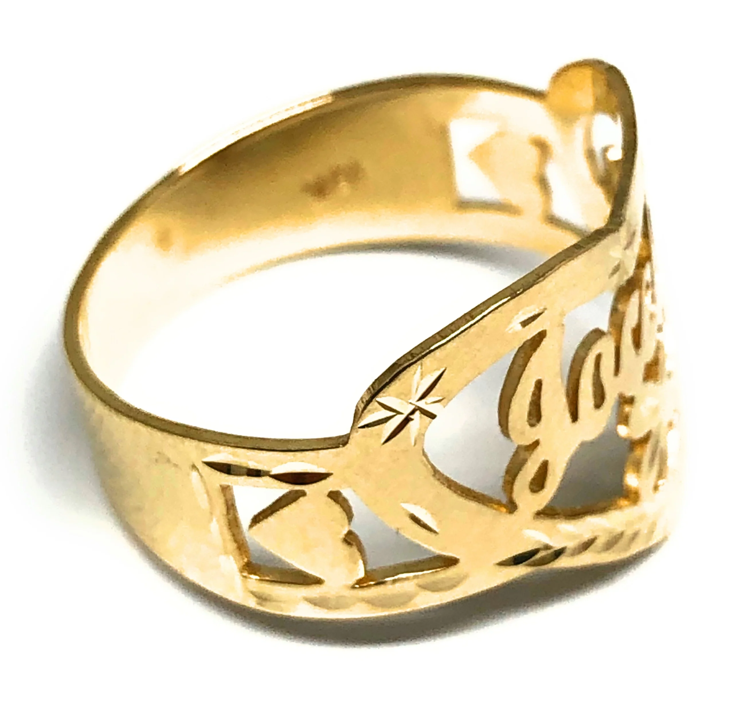 10k Solid Gold Yellow CUSTOMIZED Heart Name Ring - Image 4