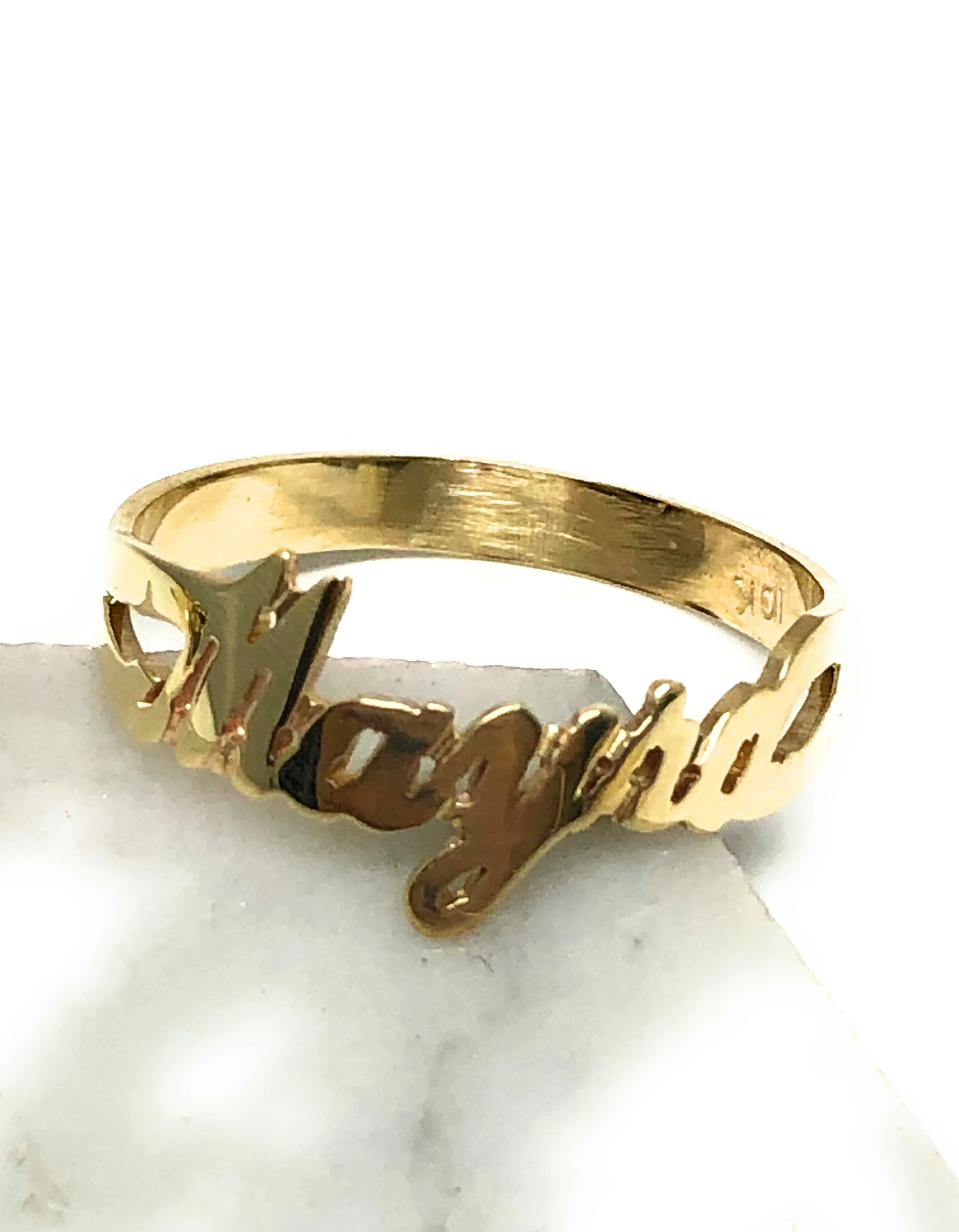 10k Solid Gold Yellow CUSTOMIZED Name Ring - Image 3