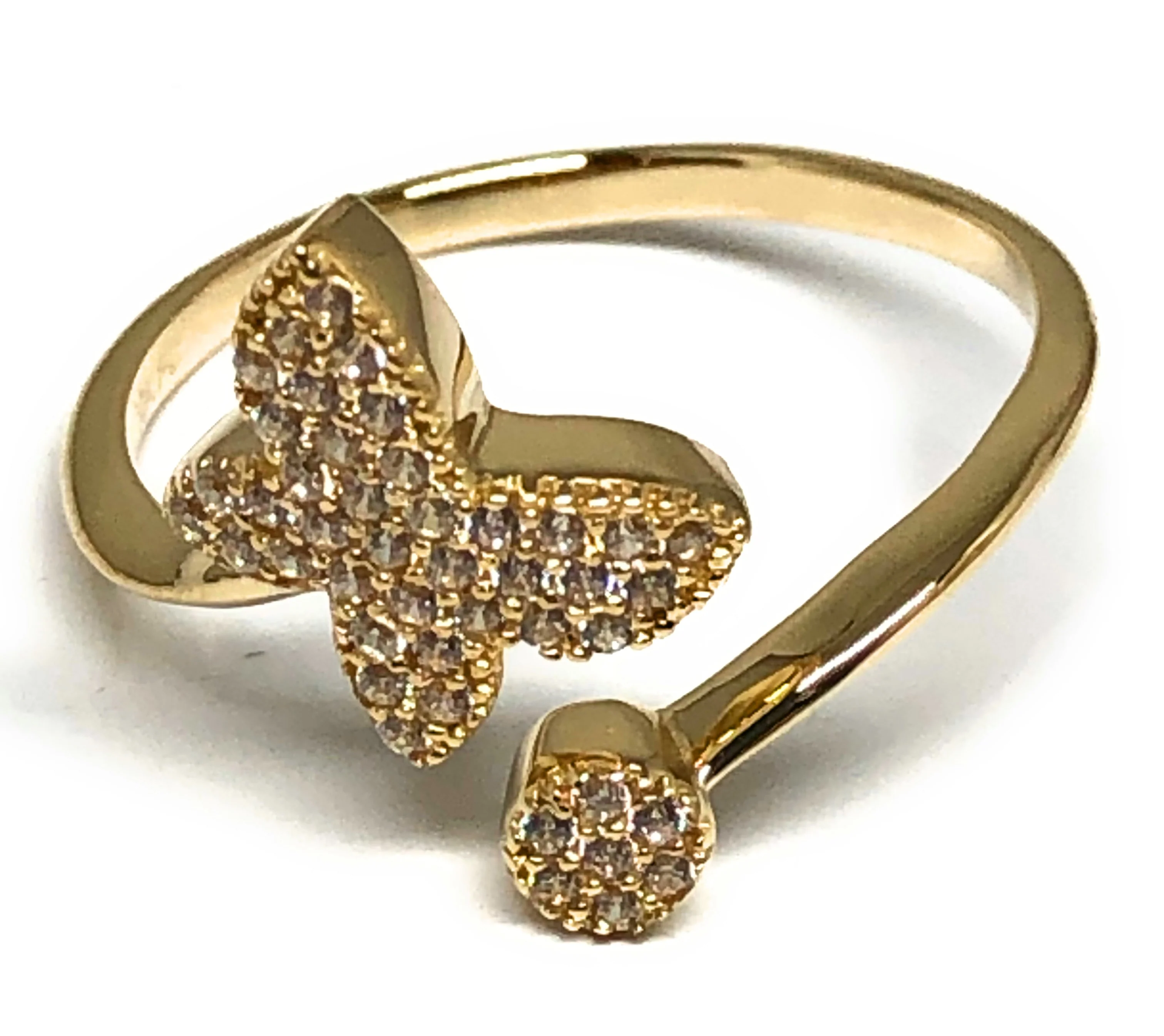 10k Solid Gold Yellow CZ Butterfly Adjustable (Expands) Ring (FC 53)