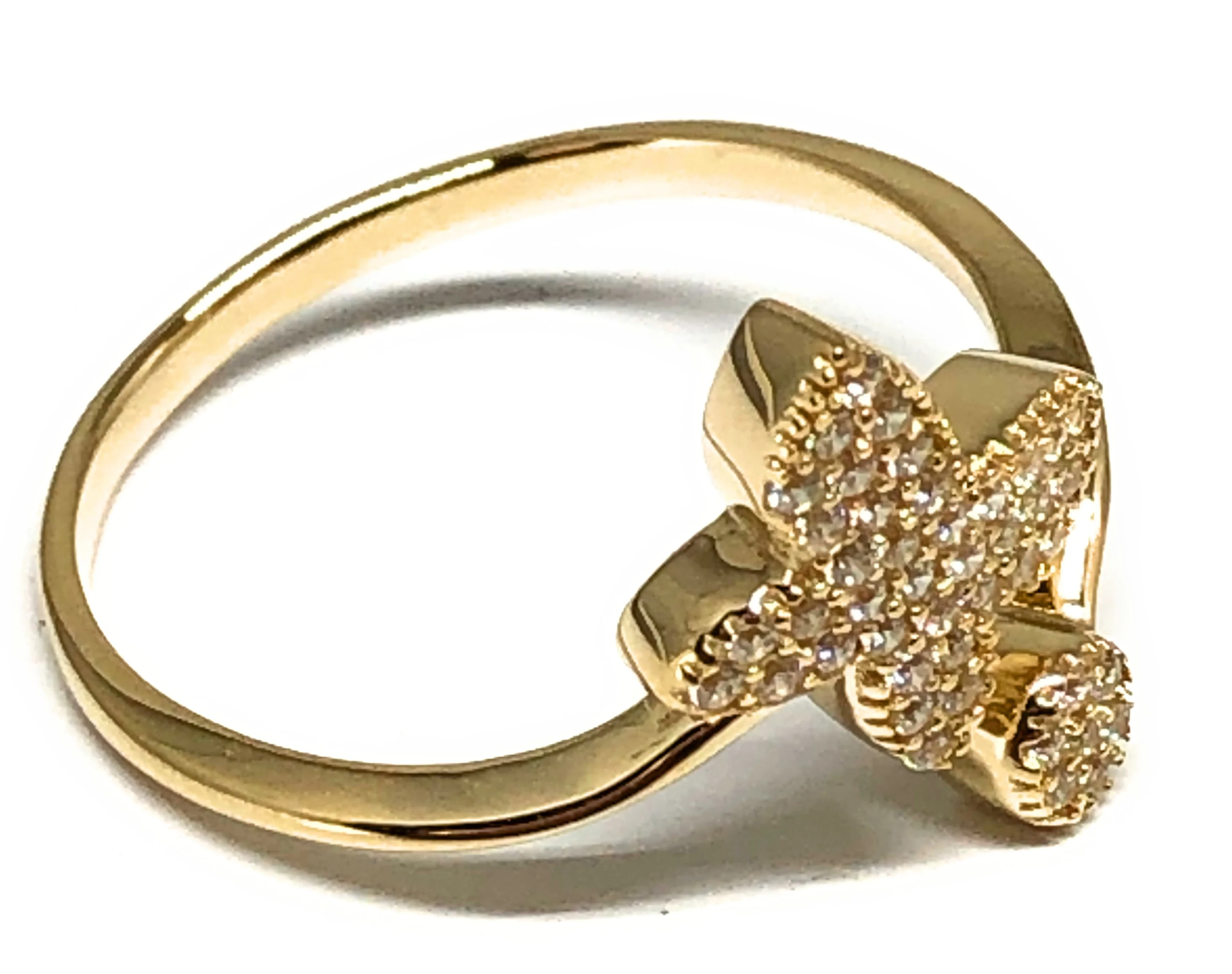 10k Solid Gold Yellow CZ Butterfly Adjustable (Expands) Ring (FC 53) - Image 2