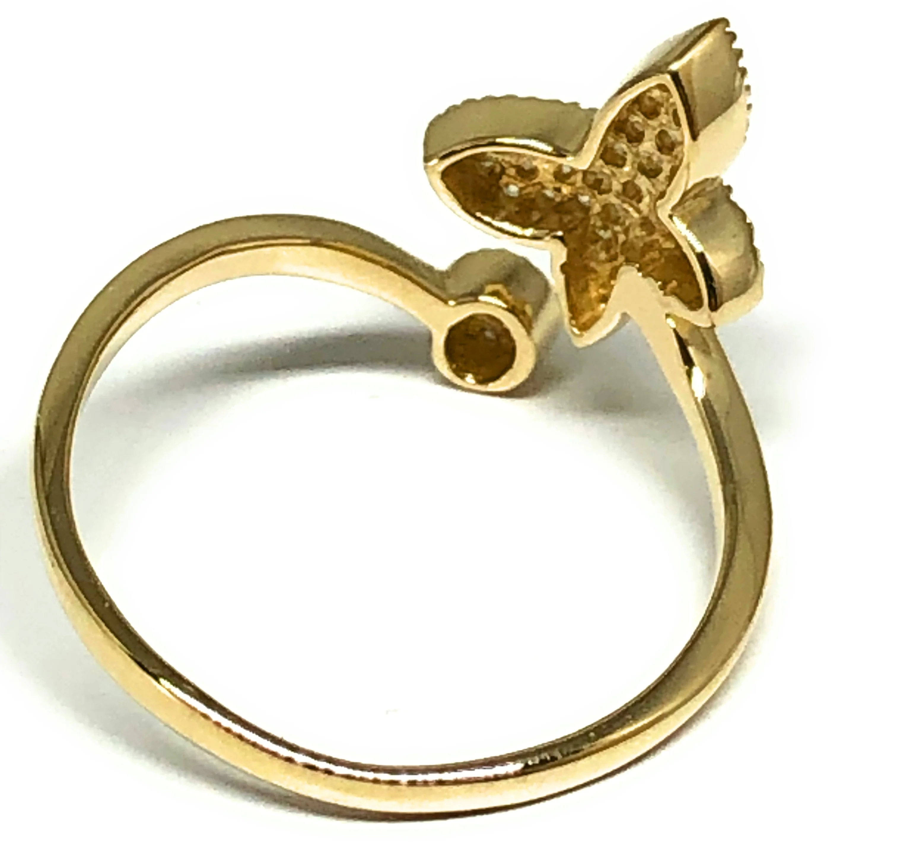 10k Solid Gold Yellow CZ Butterfly Adjustable (Expands) Ring (FC 53) - Image 3