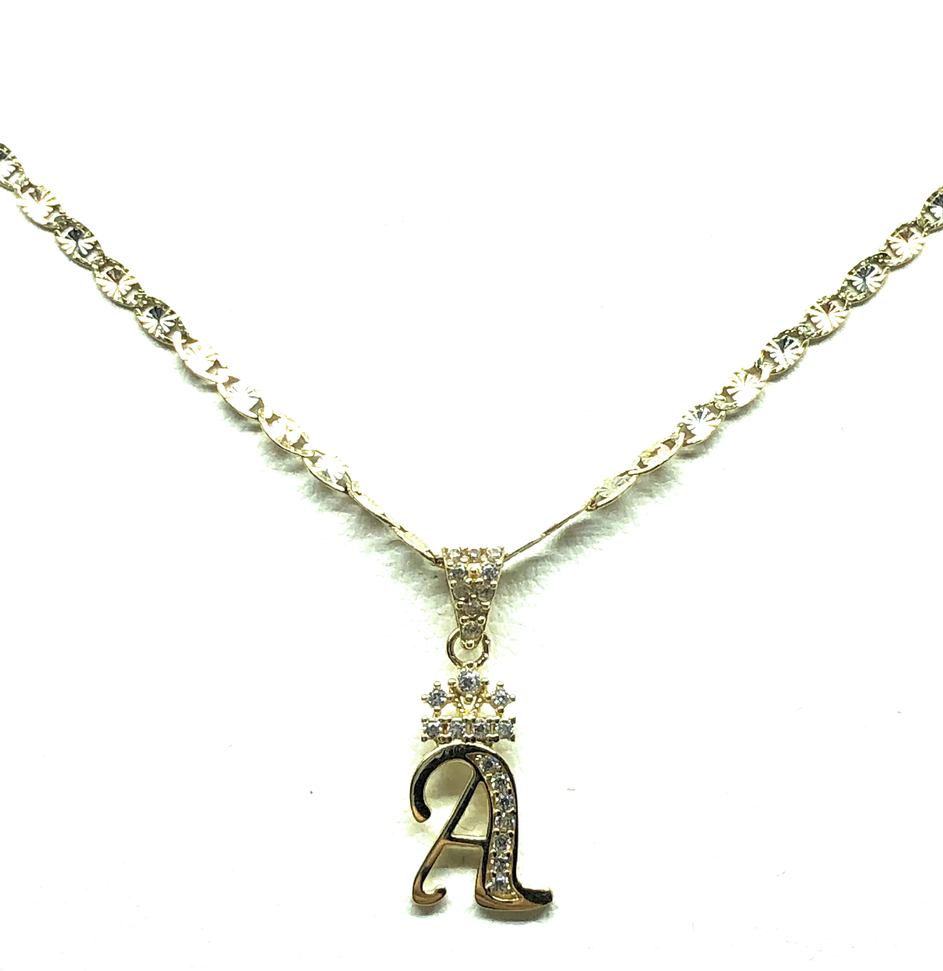 10k Solid Gold Yellow CZ Crown CUSTOMIZED Initial Letter Pendant - Image 4