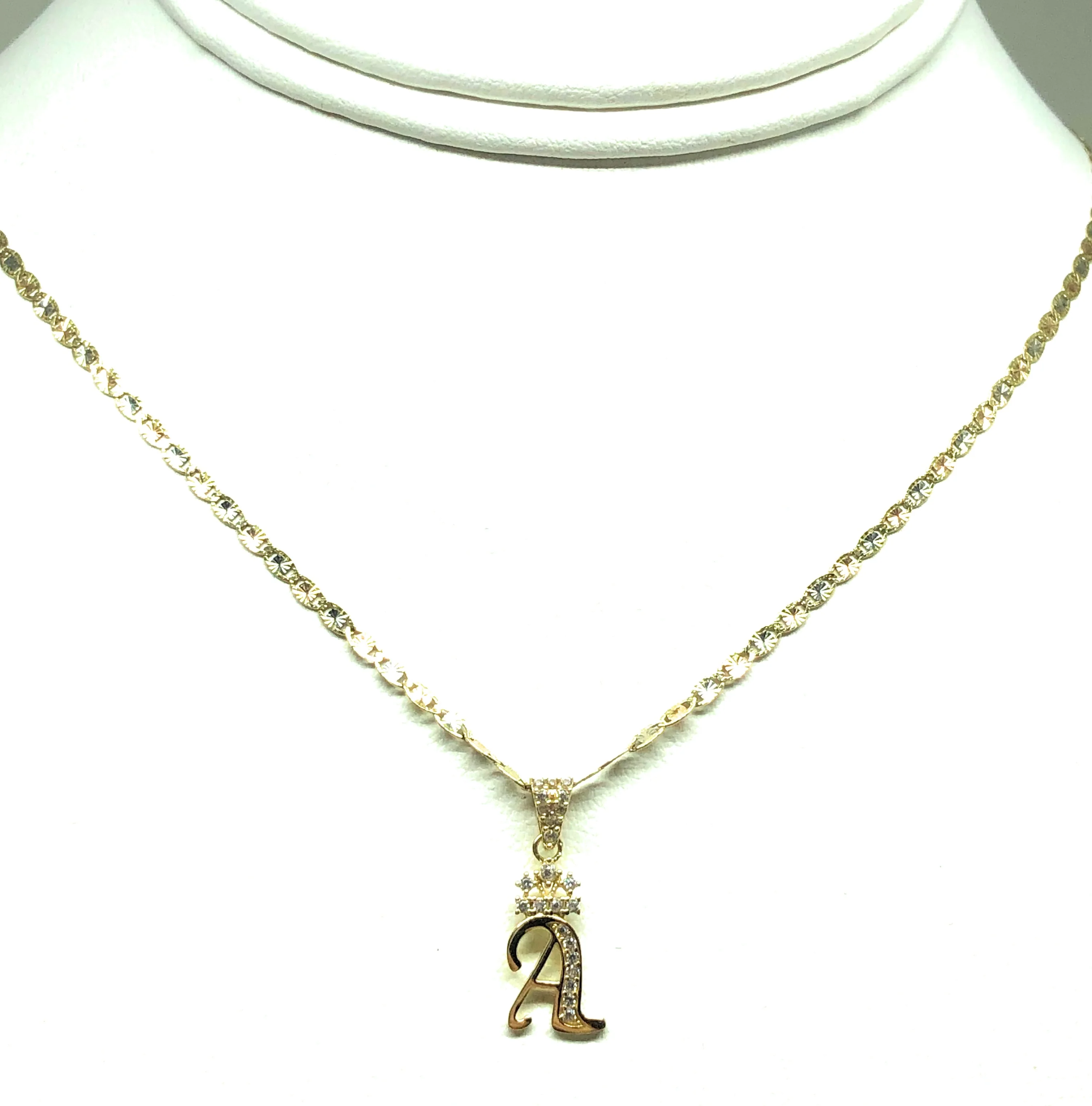 10k Solid Gold Yellow CZ Crown CUSTOMIZED Initial Letter Pendant - Image 5