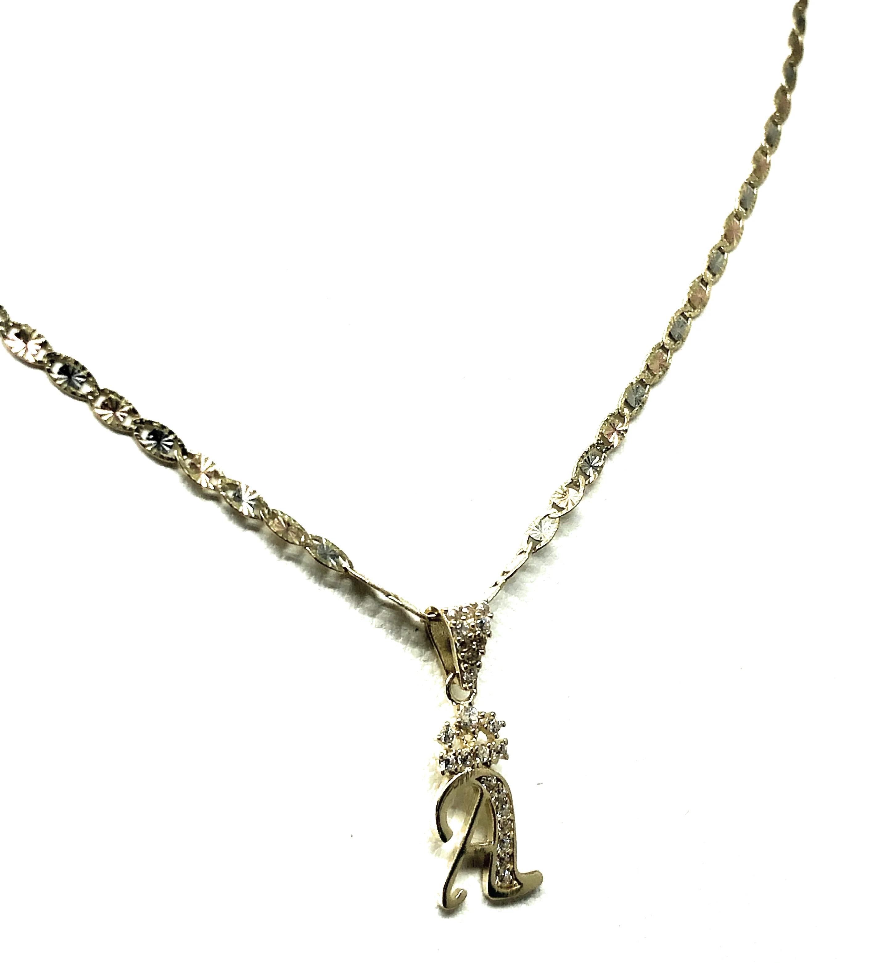 10k Solid Gold Yellow CZ Crown CUSTOMIZED Initial Letter Pendant - Image 6