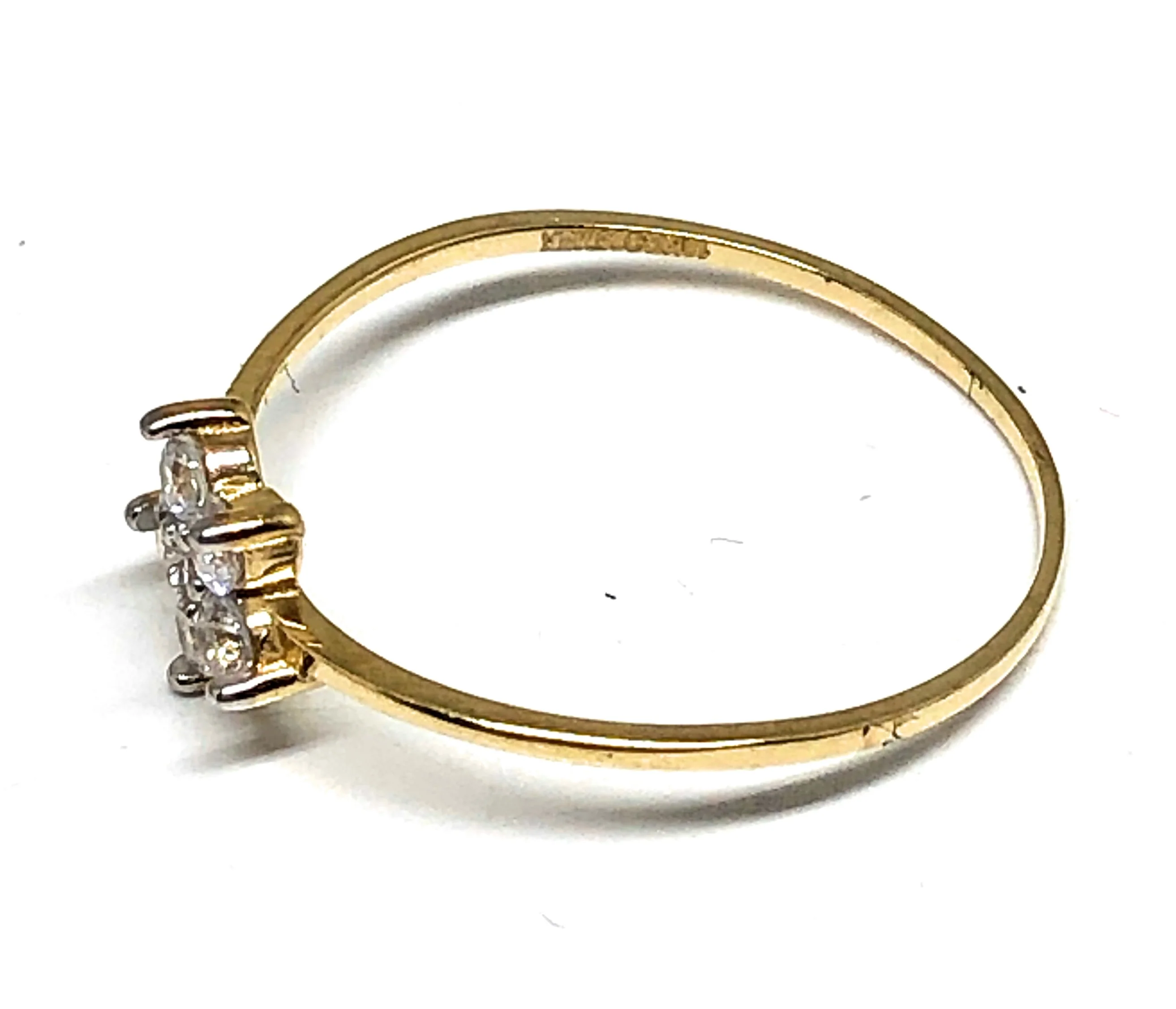 10k Solid Gold Yellow CZ Flower Ring - Image 2