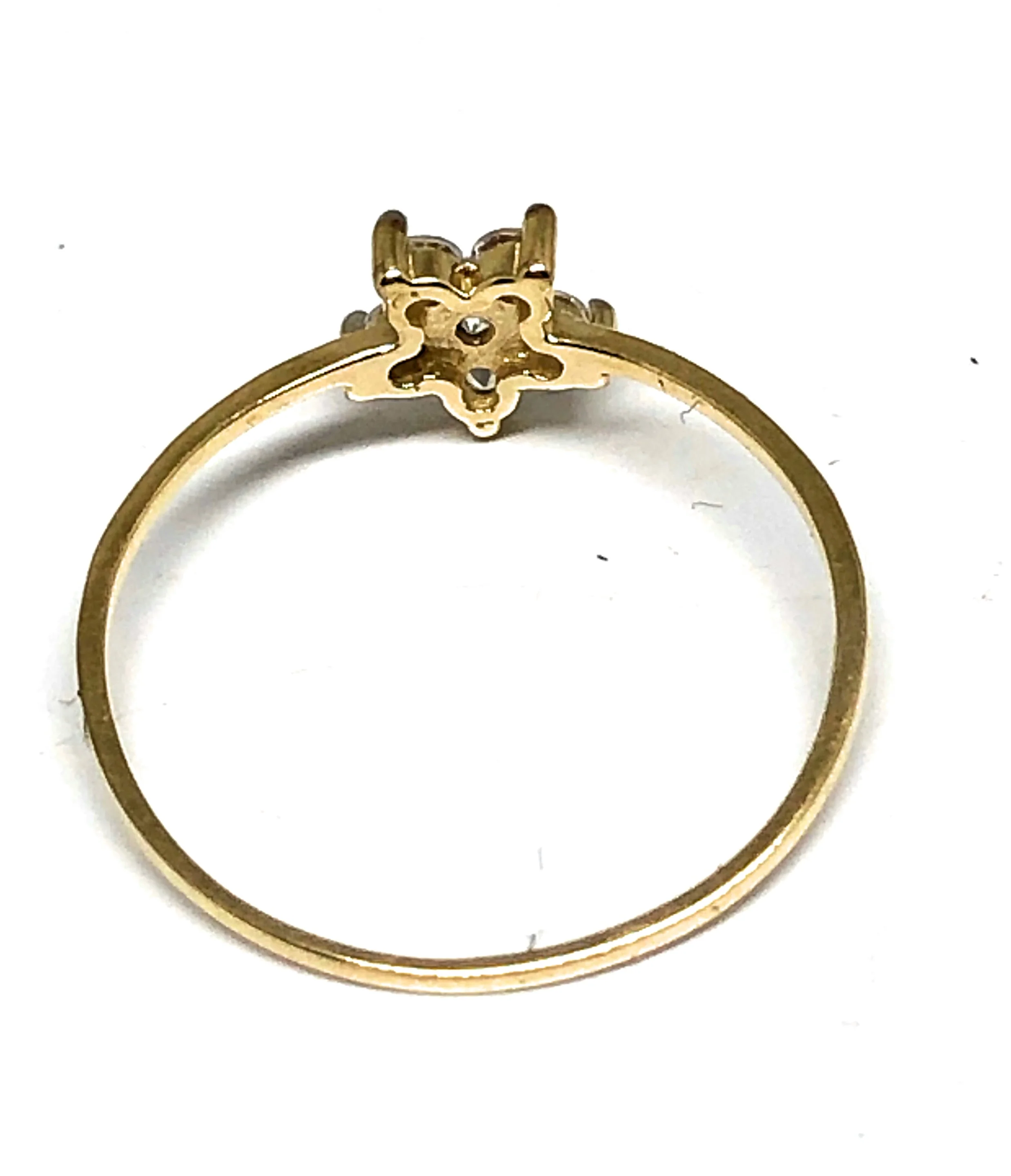 10k Solid Gold Yellow CZ Flower Ring - Image 3