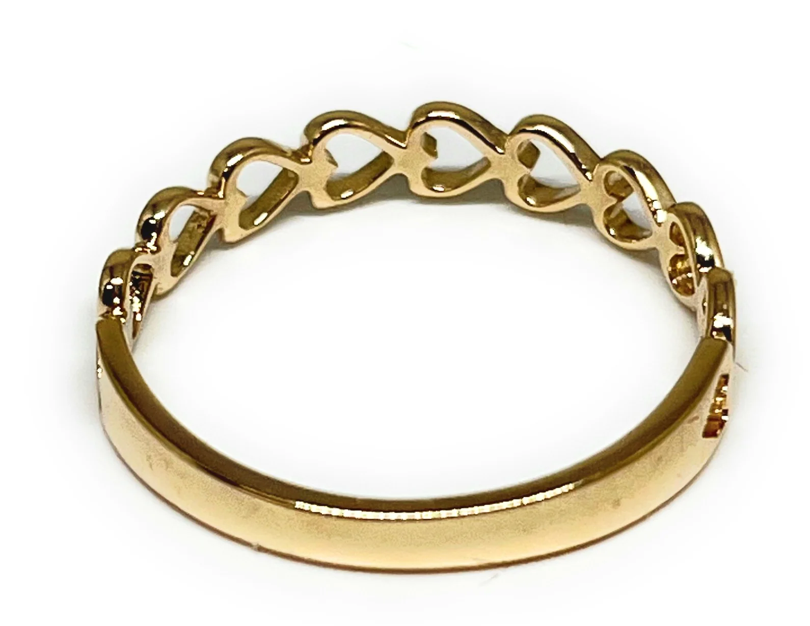10k Solid Gold Yellow Dainty Heart Band Ring (FC 133) - Image 3