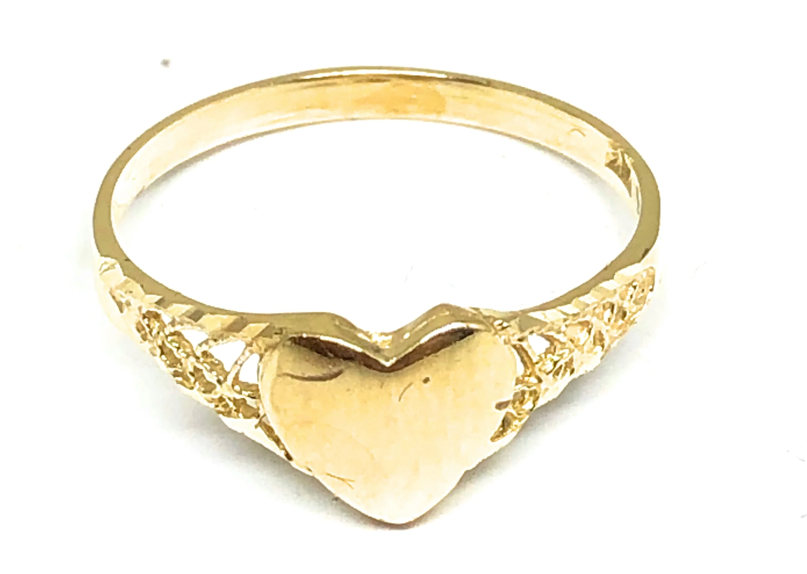 10k Solid Gold Yellow Dainty Heart Signet Ring