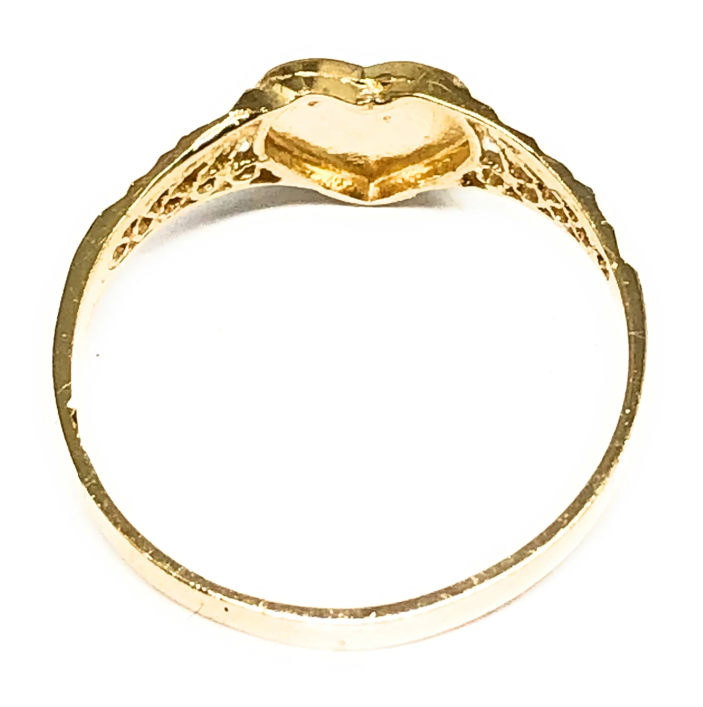 10k Solid Gold Yellow Dainty Heart Signet Ring - Image 3