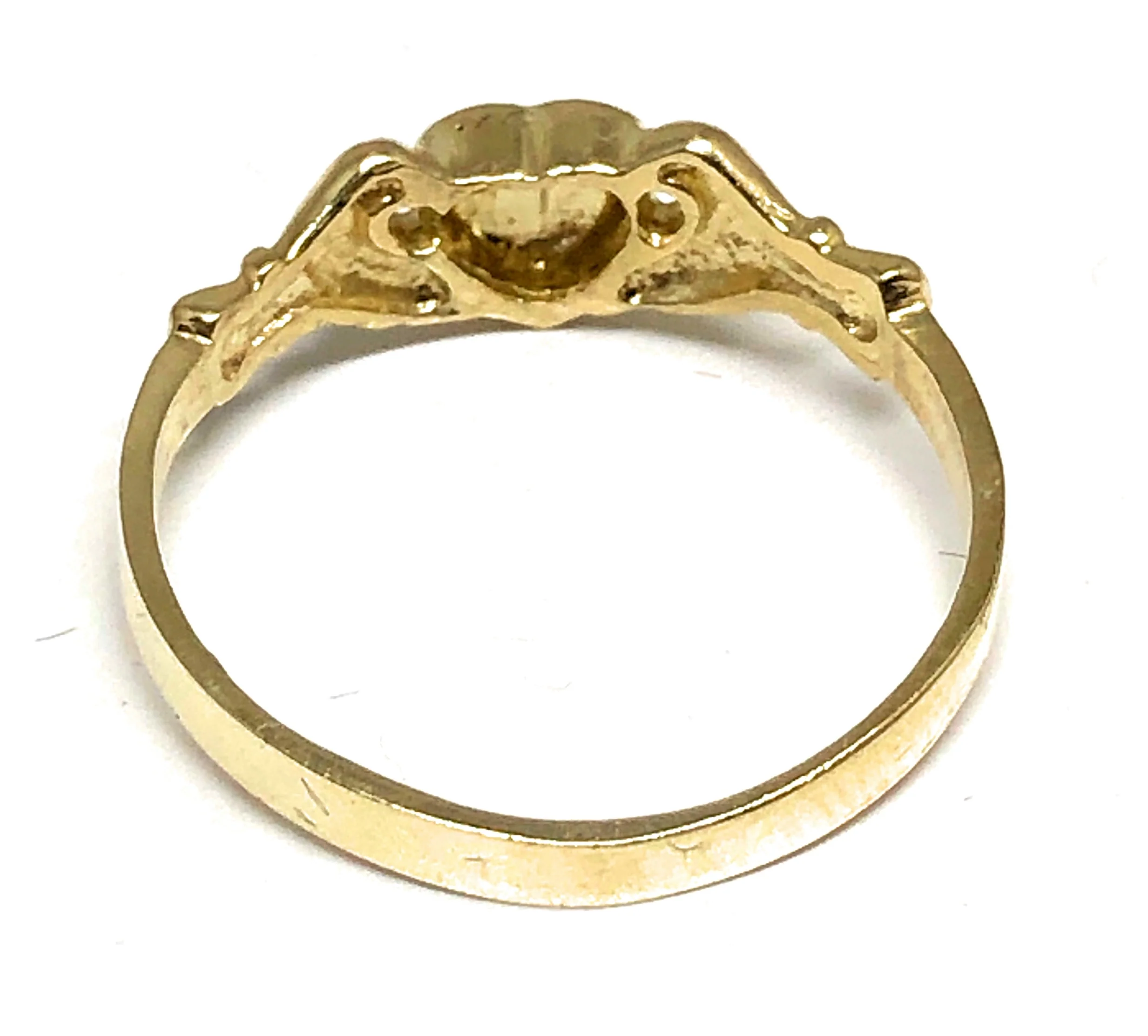 10k Solid Gold Yellow Dainty Heart Signet Ring (SM) - Image 3
