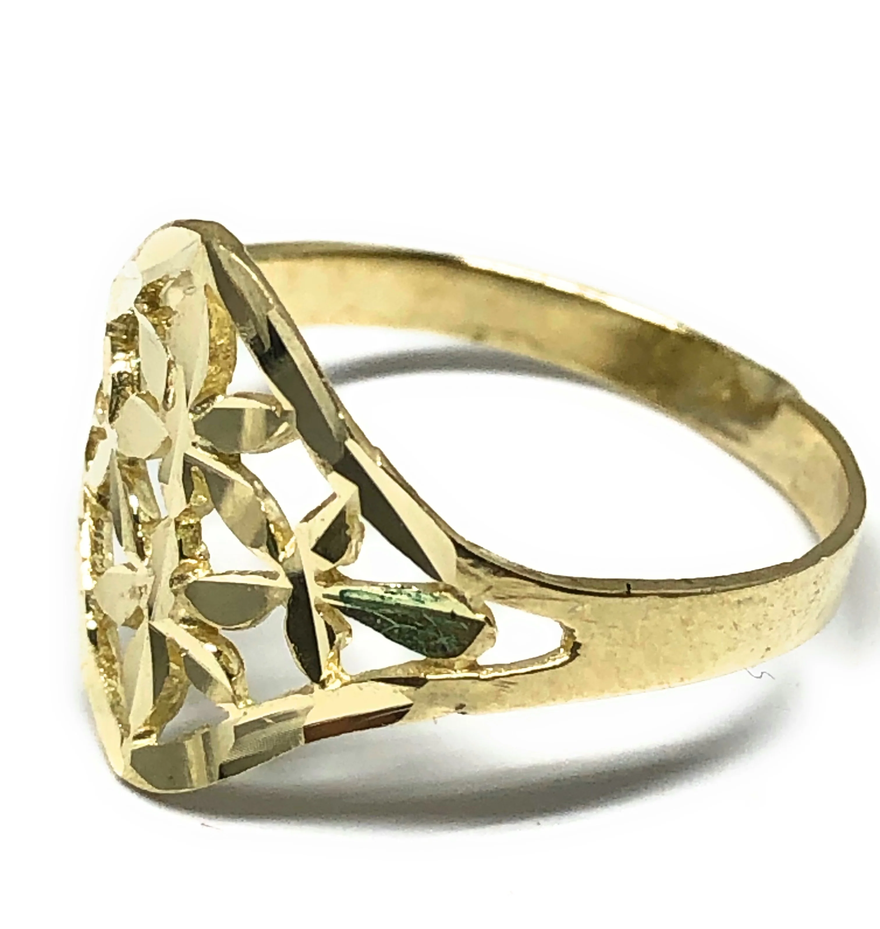 10k Solid Gold Yellow Double Flower Ring - Image 2
