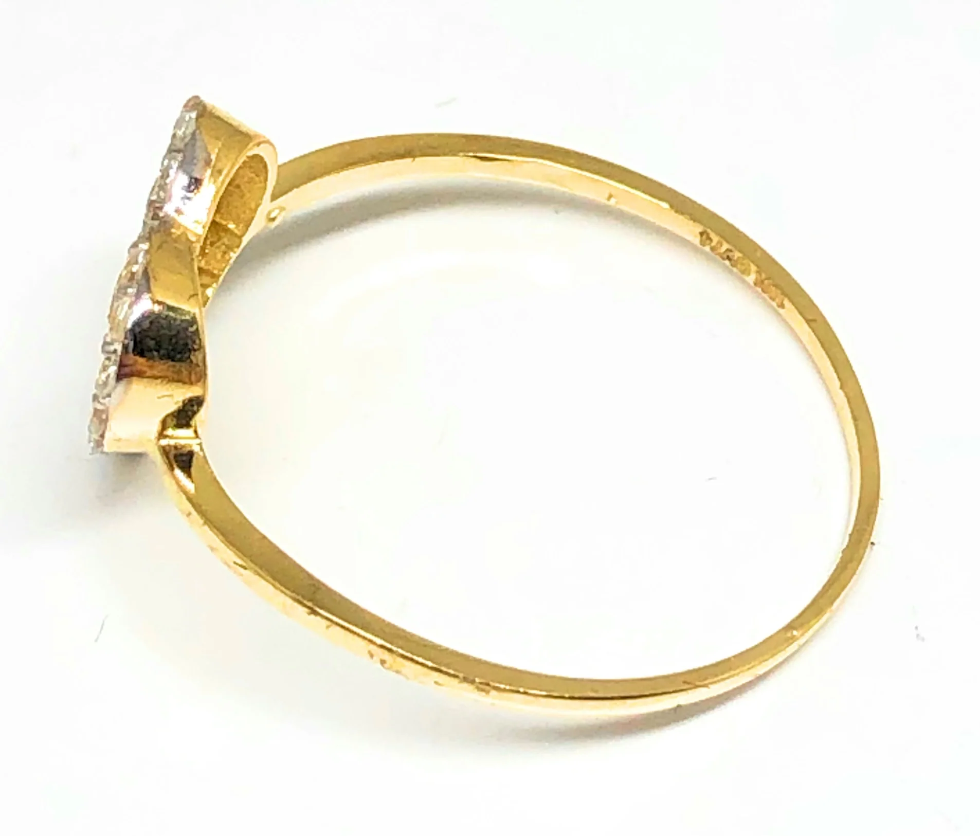 10k Solid Gold Yellow Double Gold Heart CZ Ring - Image 2
