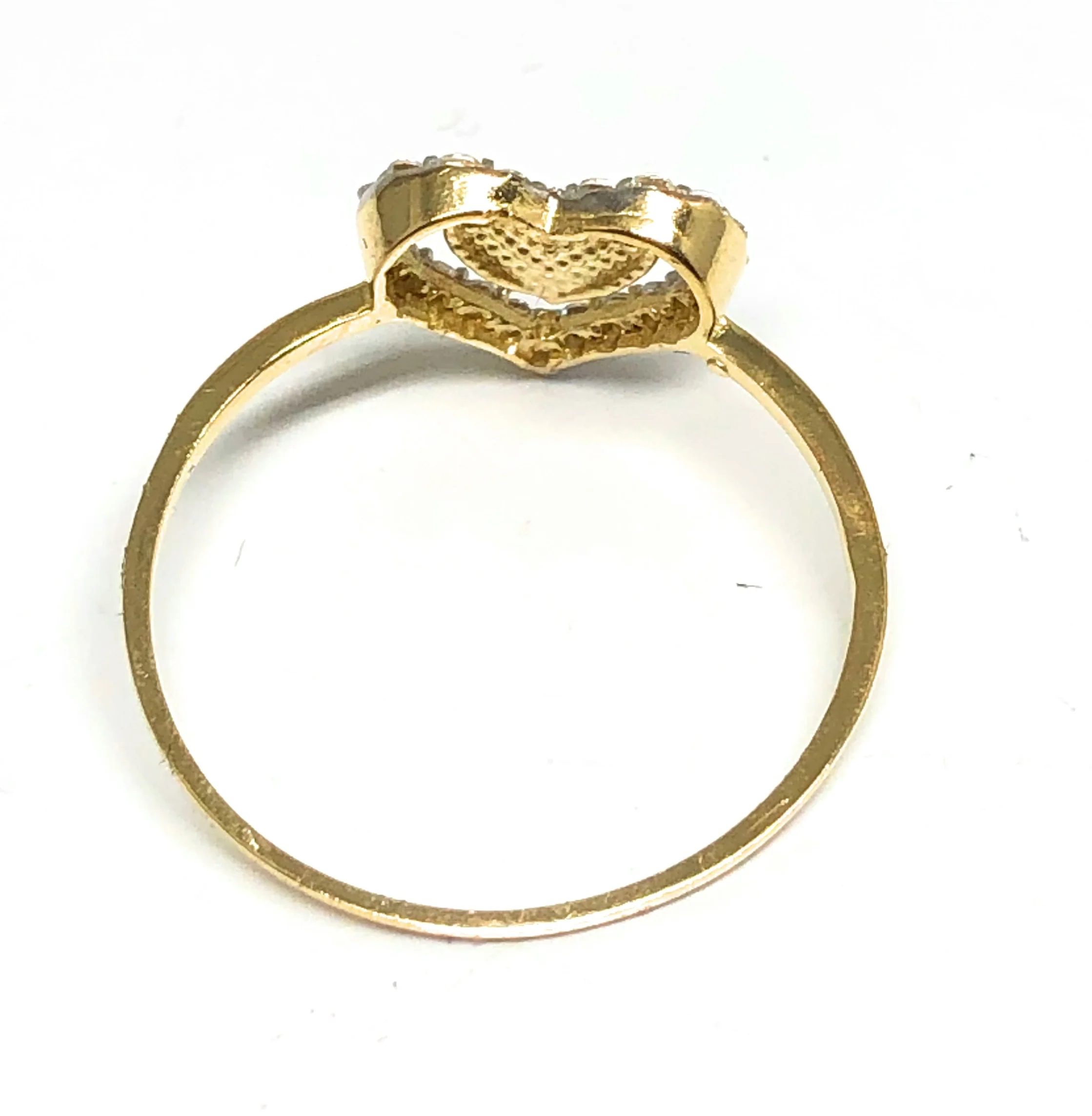 10k Solid Gold Yellow Double Gold Heart CZ Ring - Image 3