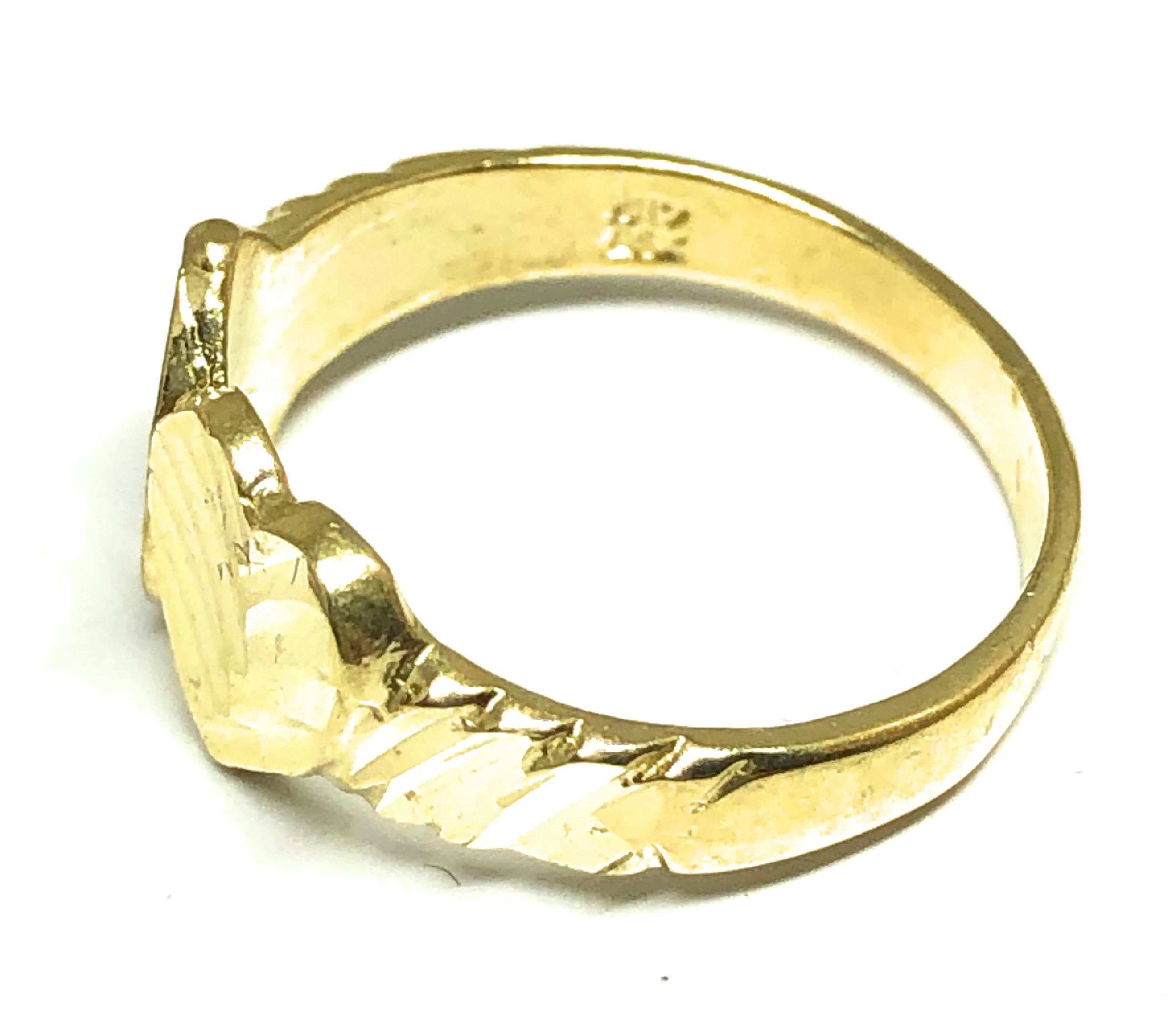 10k Solid Gold Yellow Double Heart Ring - Image 2