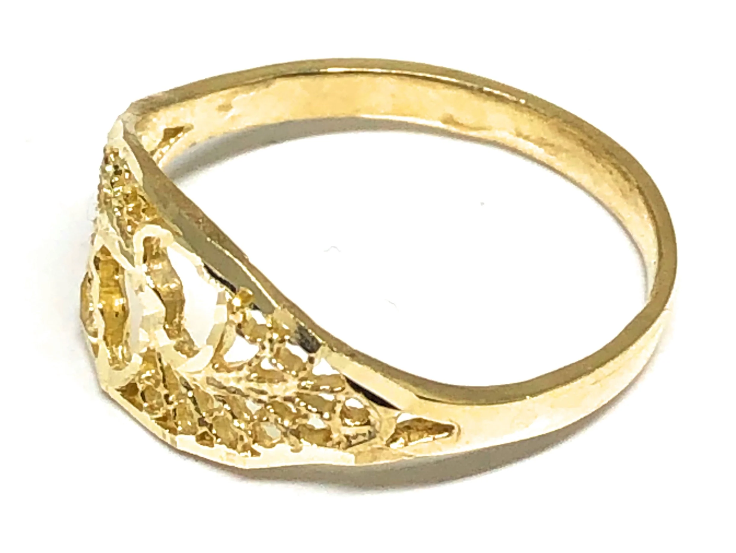 10k Solid Gold Yellow Double Heart Filigree Ring - Image 2