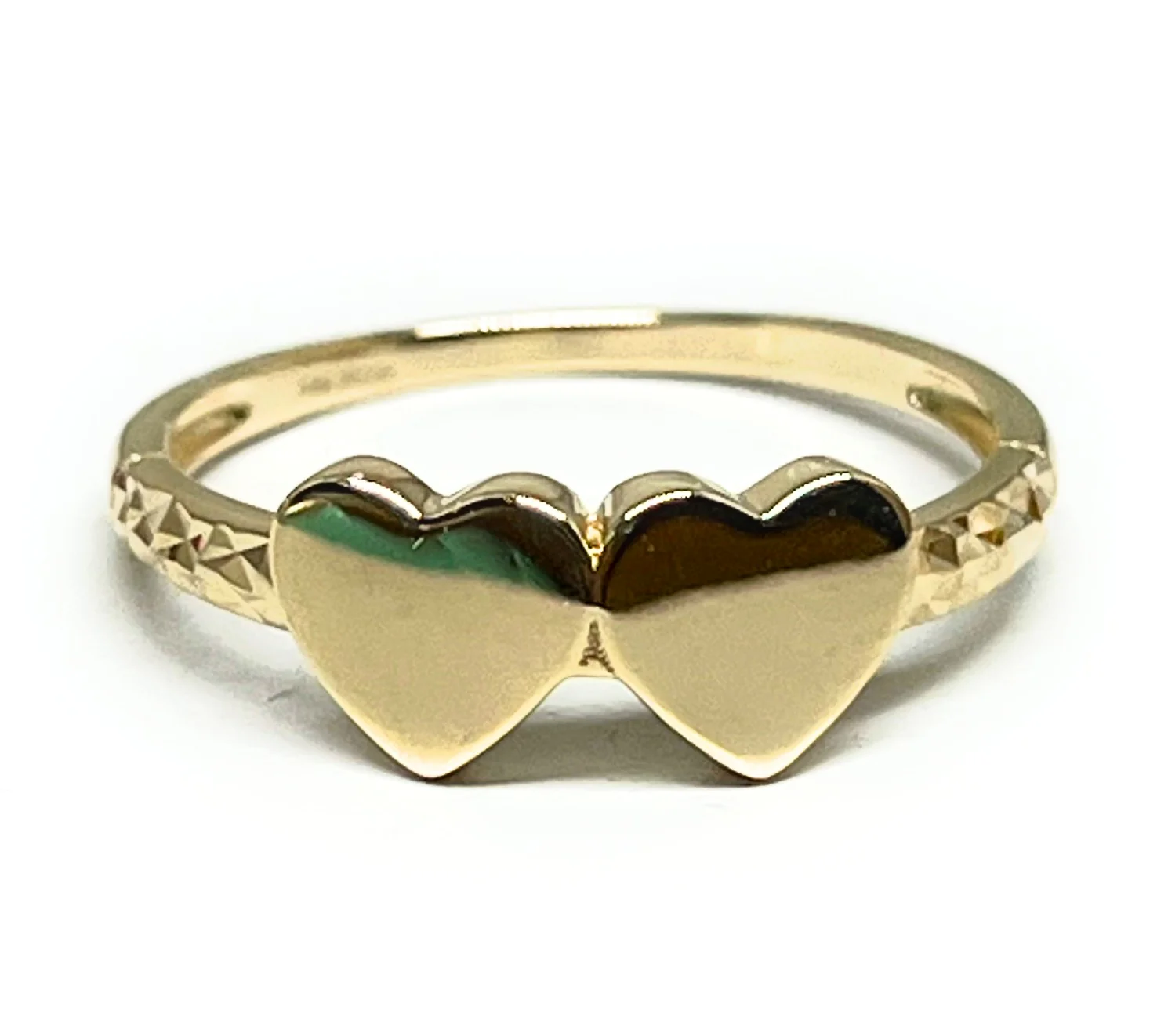 10k Solid Gold Yellow Double Heart Ring (FC 311)