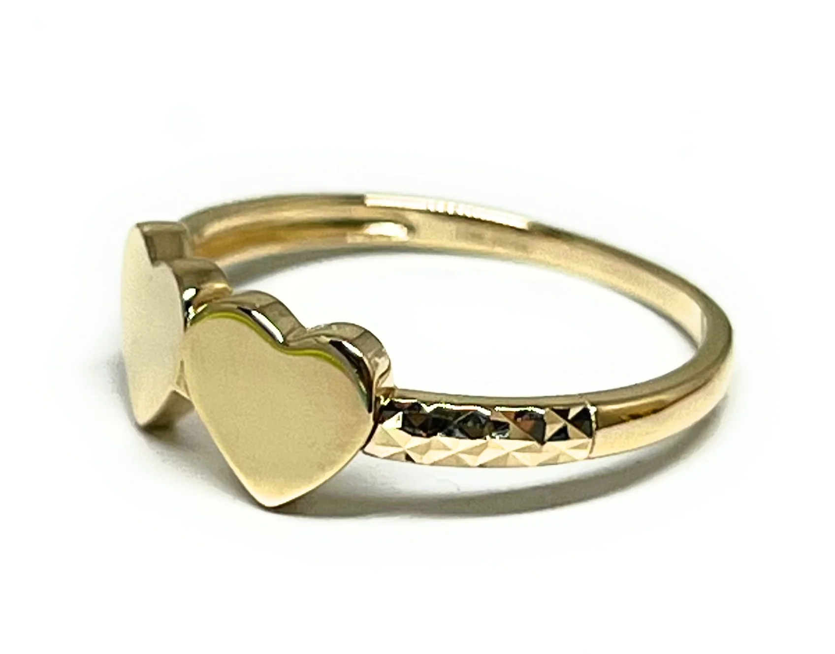 10k Solid Gold Yellow Double Heart Ring (FC 311) - Image 2