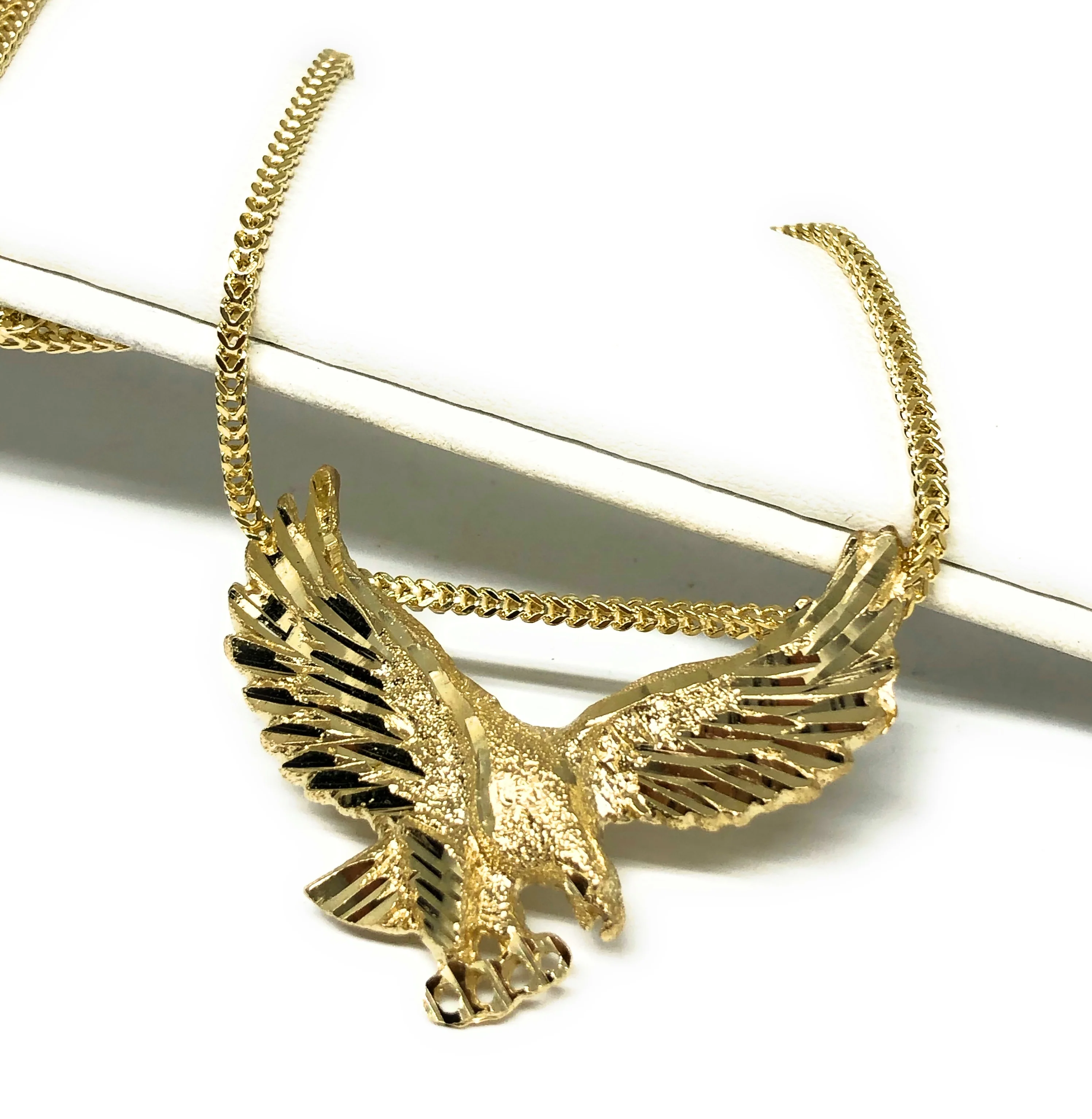 10k Solid Gold Yellow Eagle Pendant Necklace with Chain - Image 2