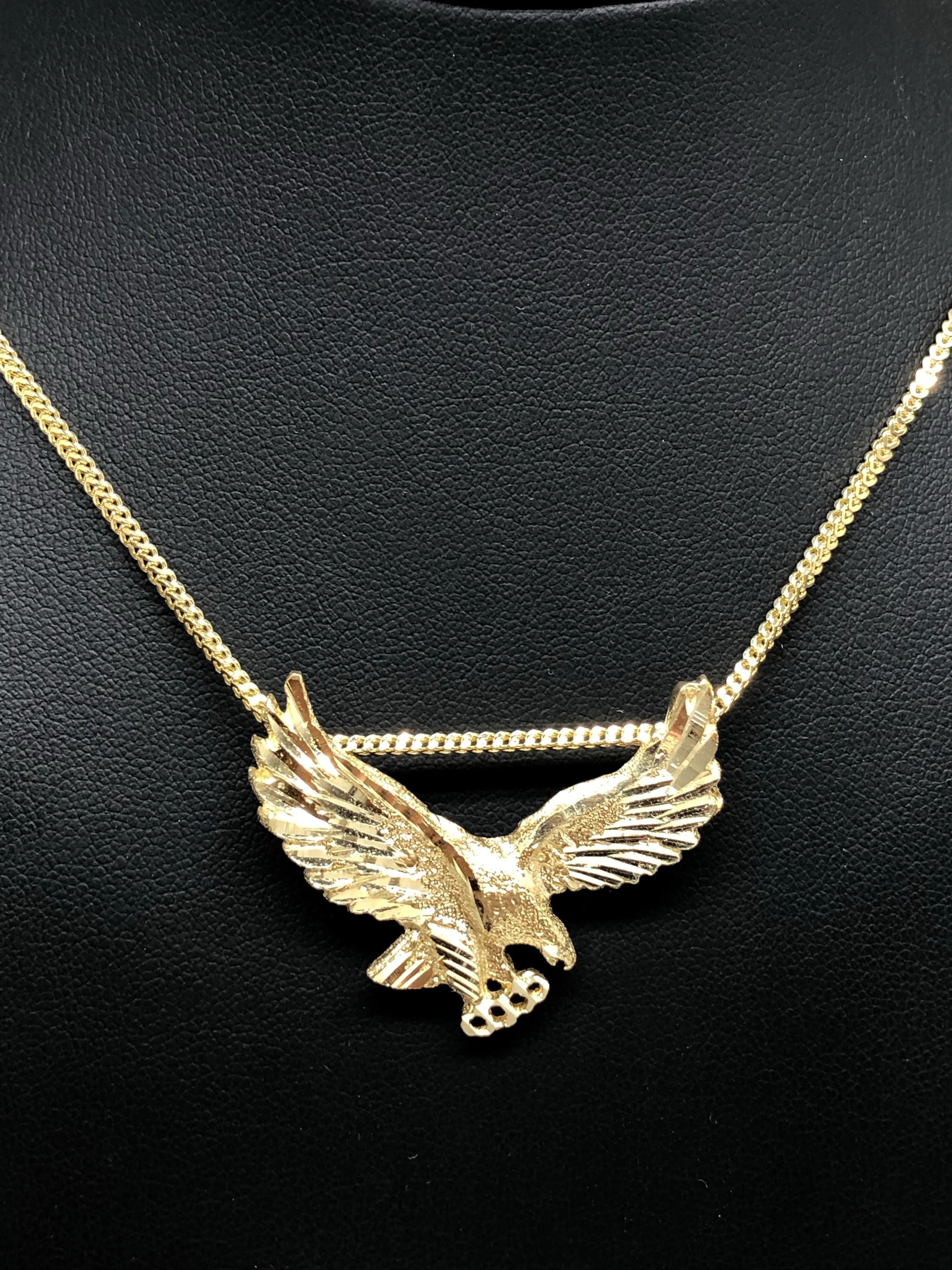 10k Solid Gold Yellow Eagle Pendant Necklace with Chain - Image 4