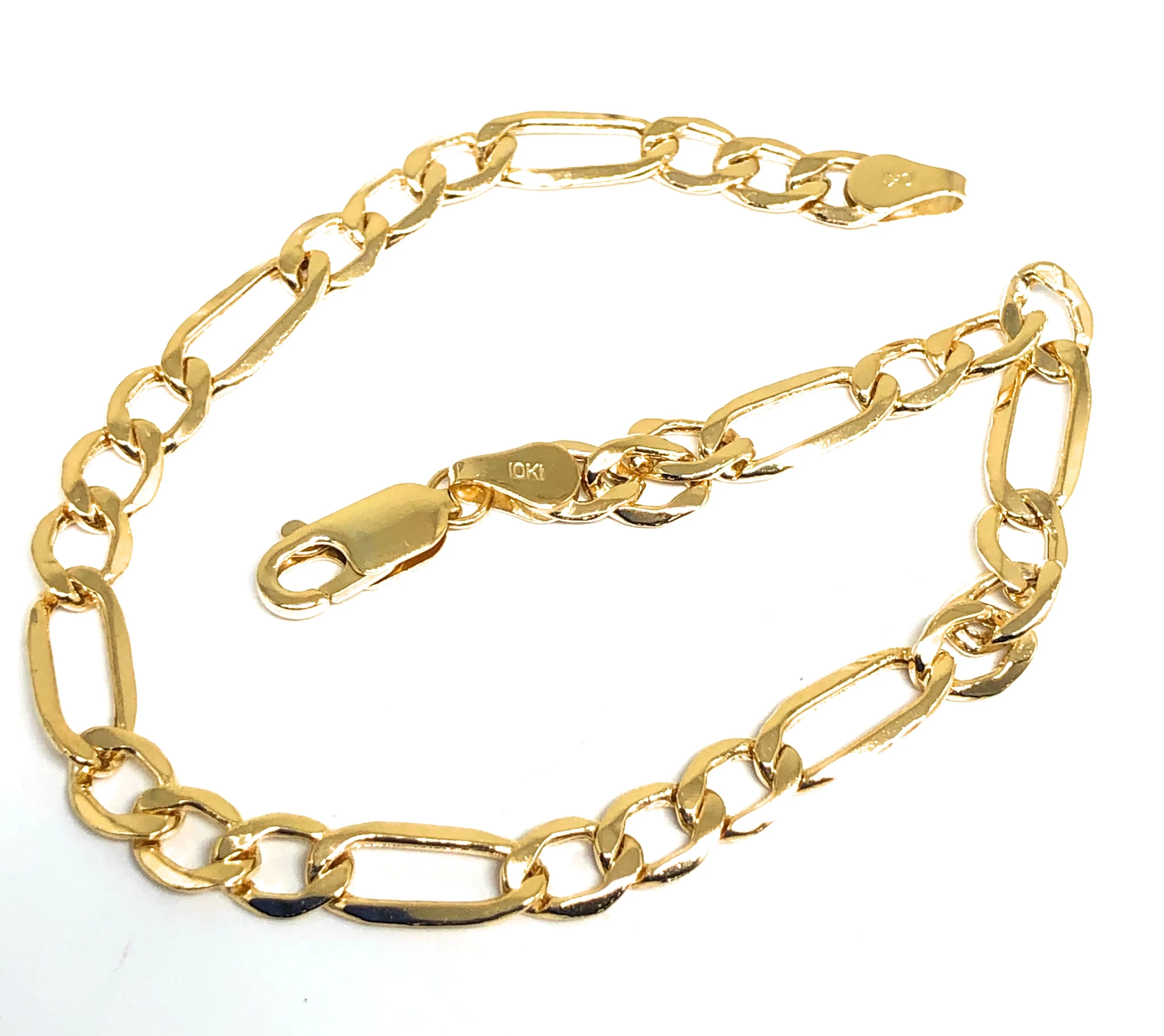 10k Solid Gold Yellow Figaro Brracelet 7-8 inch 5.3-5.8mm Width - Image 3
