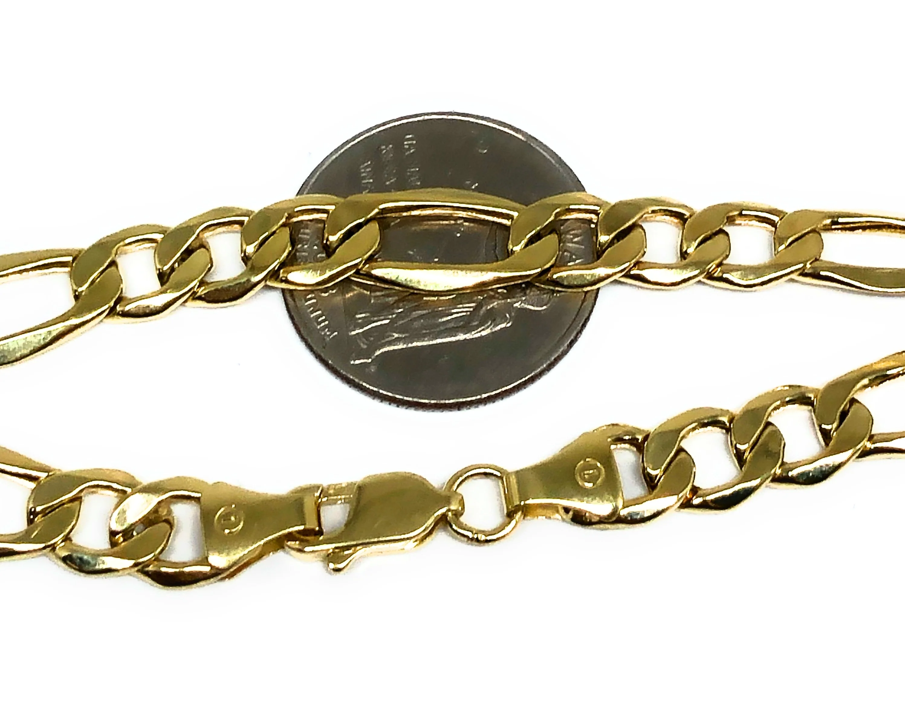 10k Solid Gold Yellow Figaro Brracelet 8.5 inch 9mm Width (12g) - Image 2