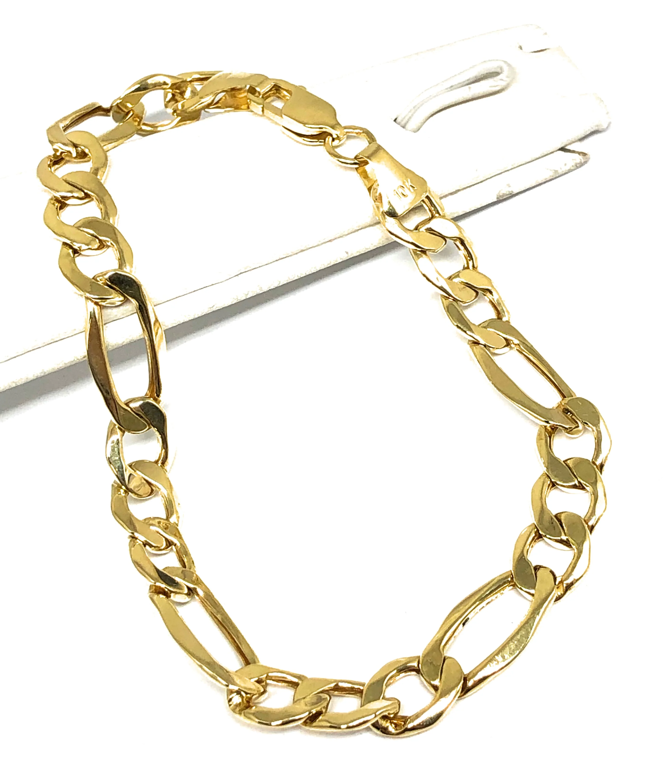 10k Solid Gold Yellow Figaro Brracelet 8.5 inch 9mm Width (12g) - Image 3