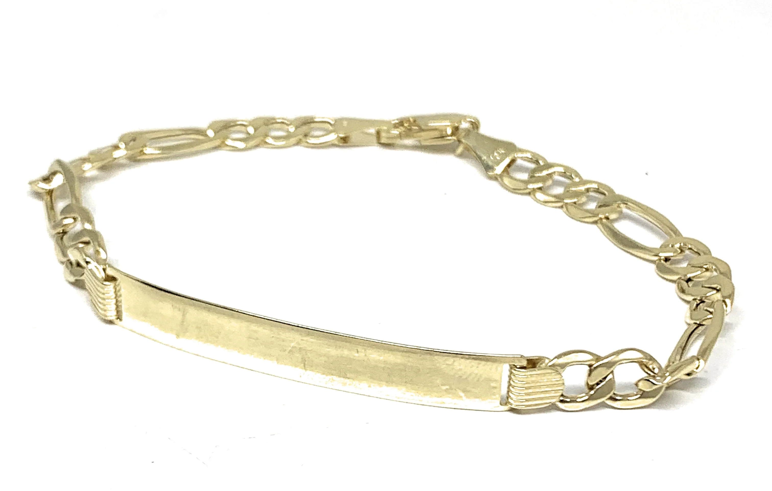 10k Solid Gold Yellow Figaro ID Brracelet 7-8.5 inch length 5.5-6.5mm Width (Free Engraving, Email us name!) - Image 4