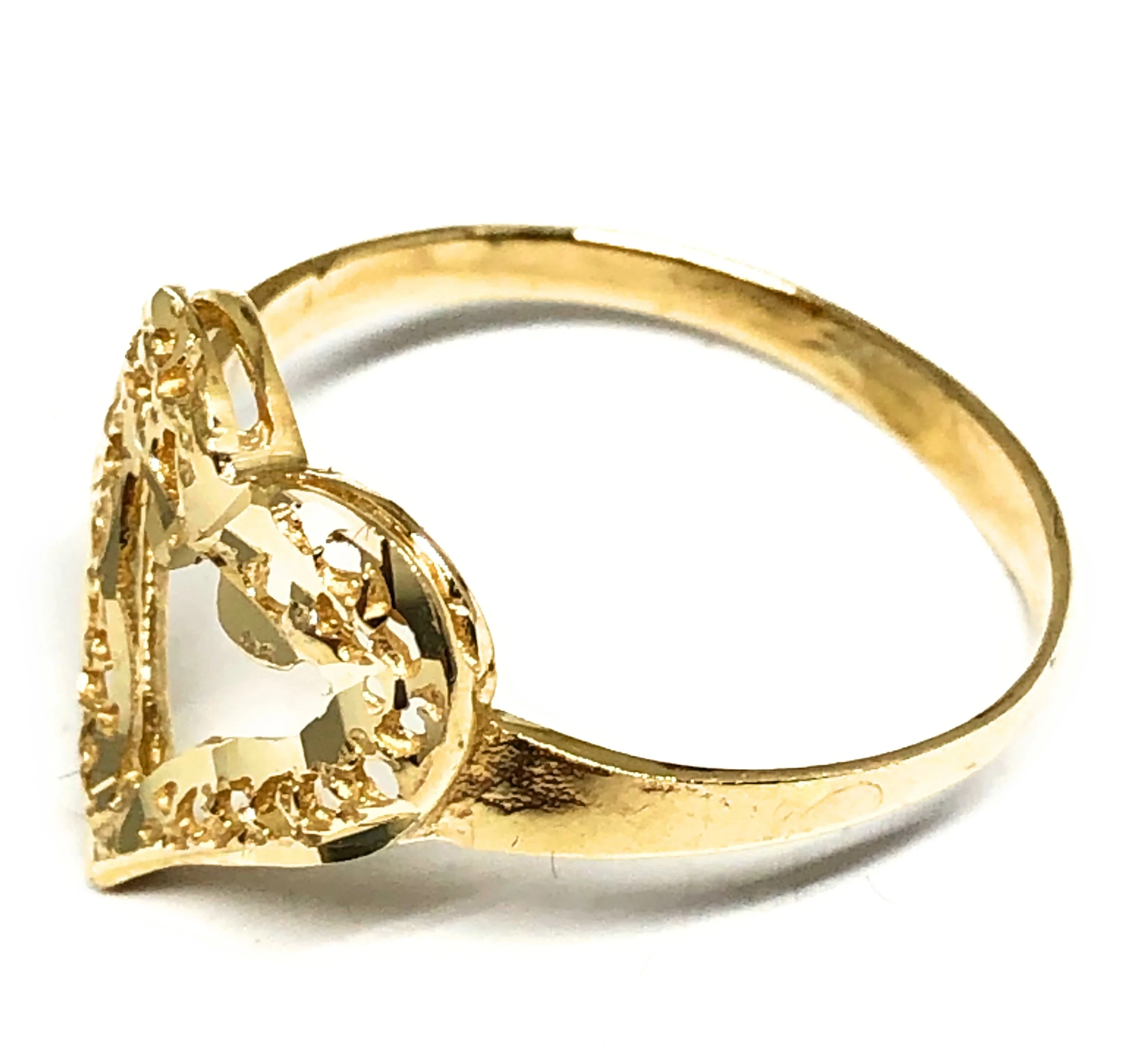 10k Solid Gold Yellow Filigrana Heart Ring - Image 2