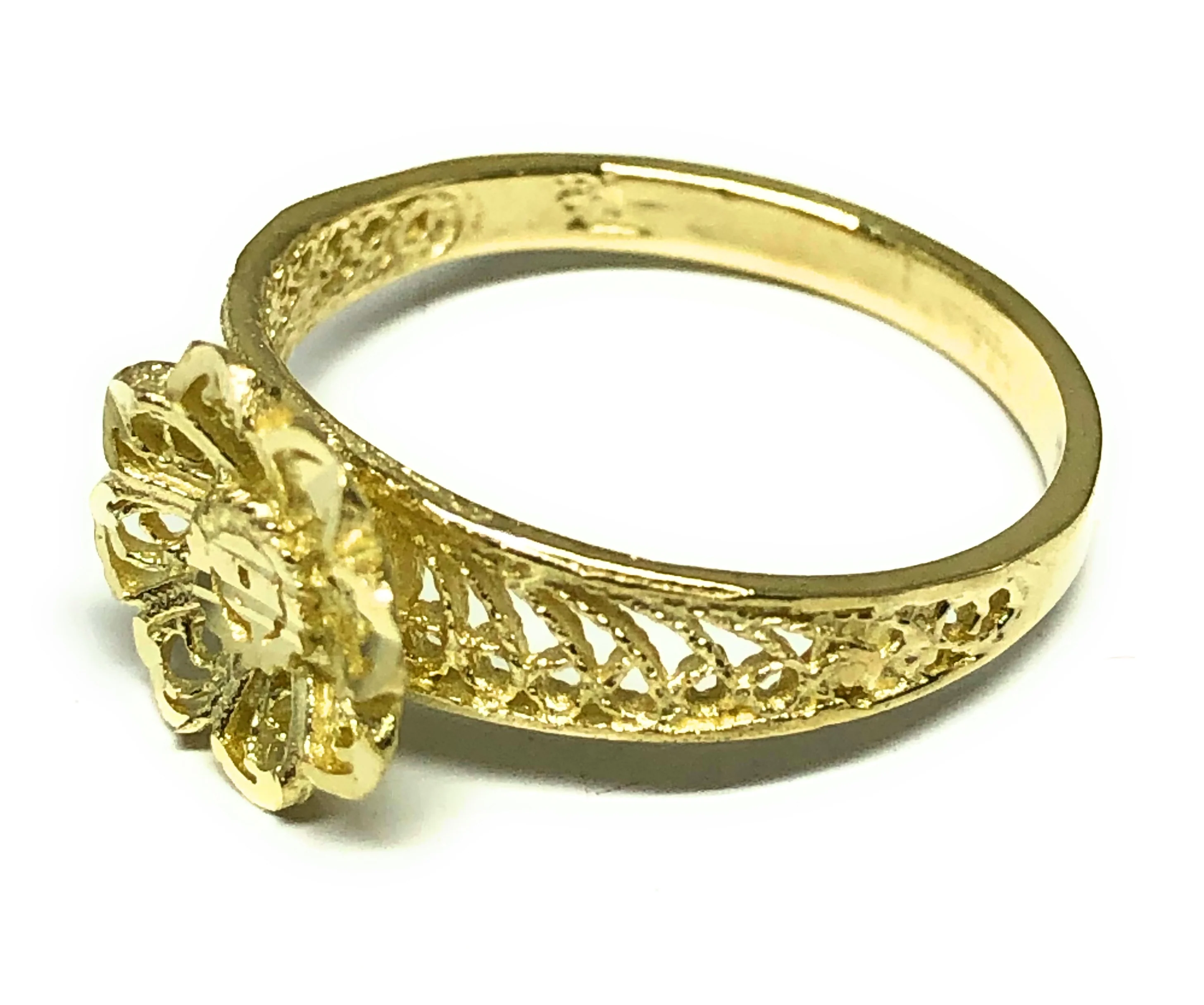 10k Solid Gold Yellow Flower Ring - Image 2