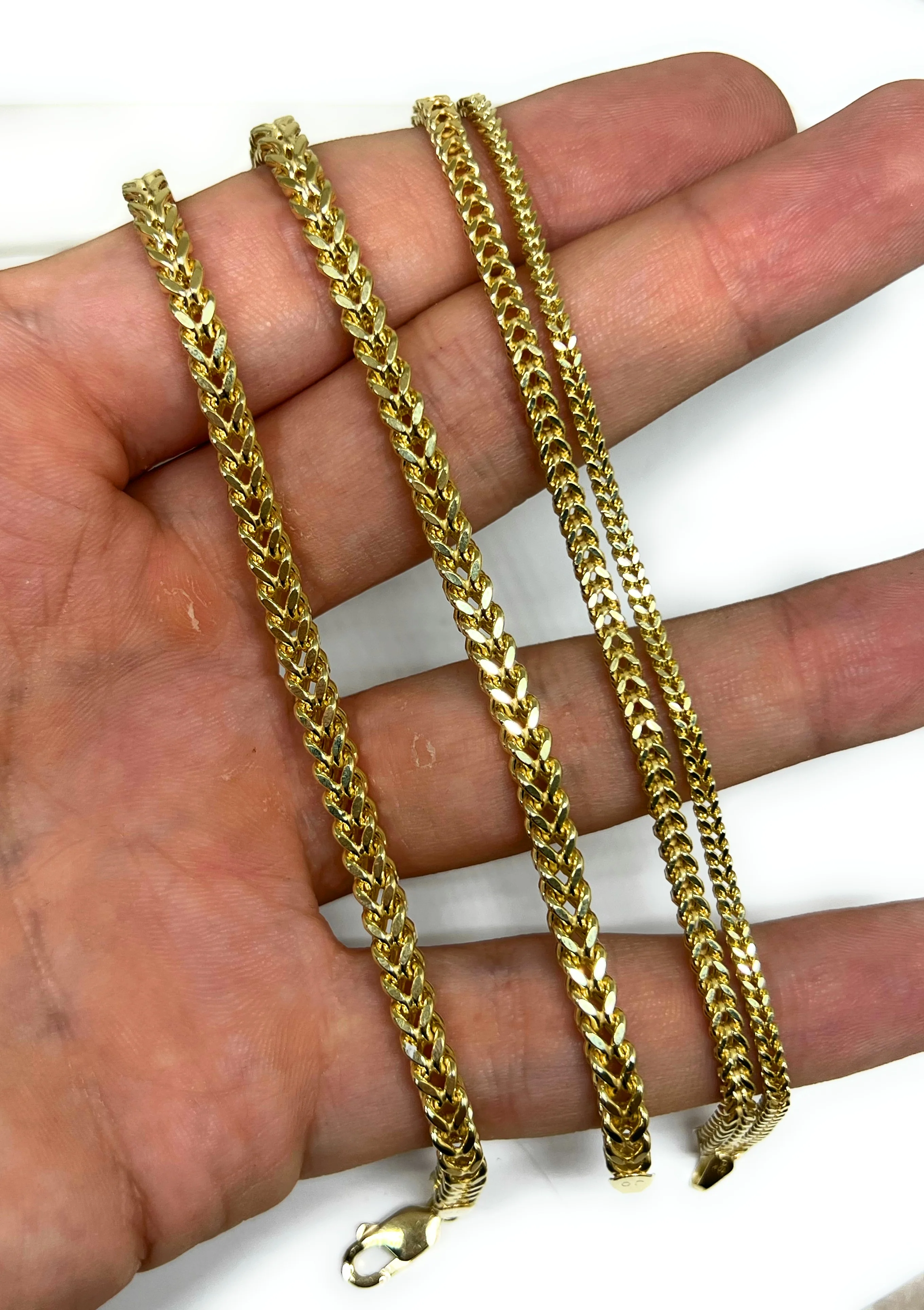 10k Solid Gold Yellow Franco Chain Brracelet 7-8 INCH 2.5-4.8mm Width - Image 3