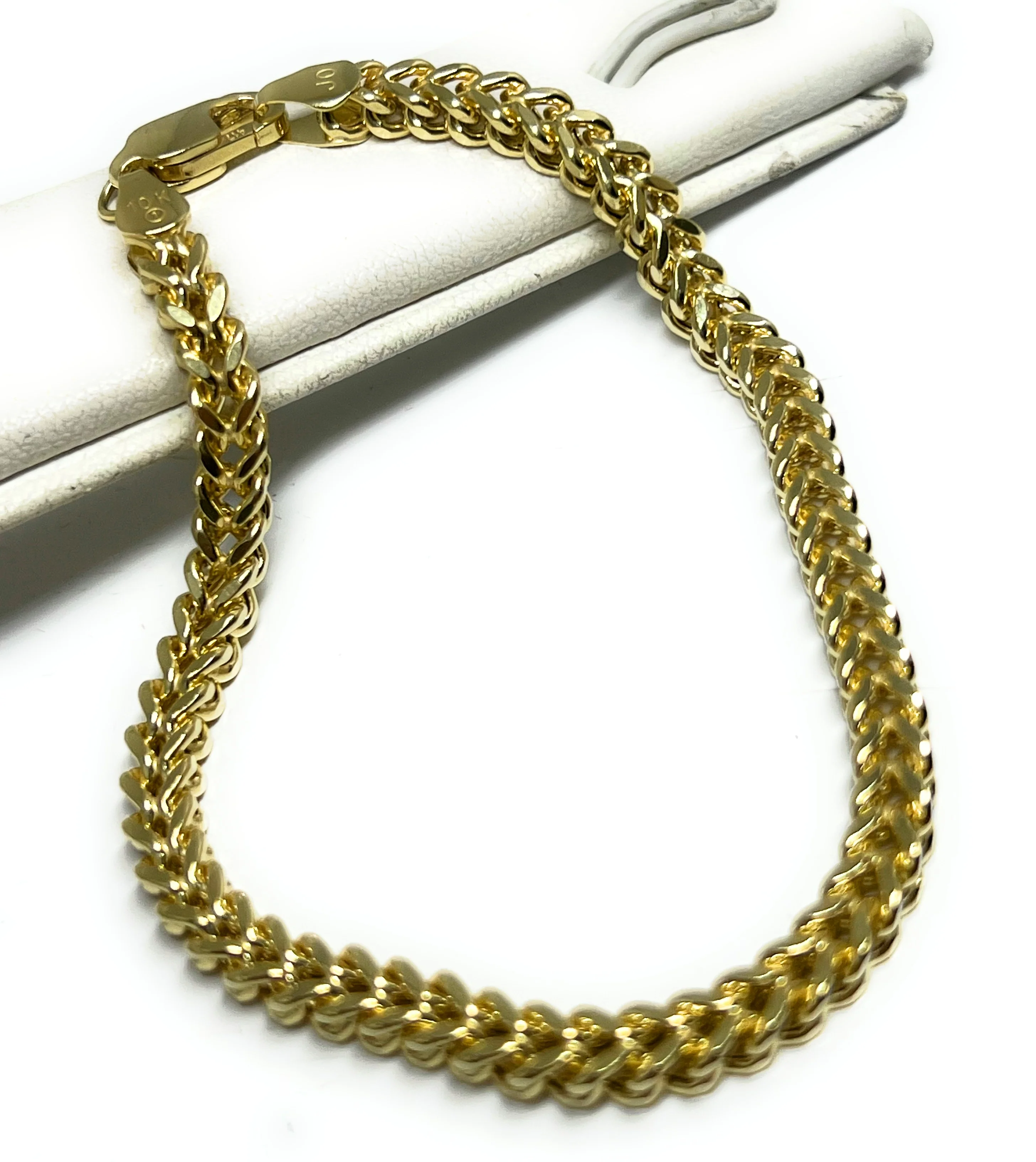 10k Solid Gold Yellow Franco Chain Brracelet 7-8 INCH 2.5-4.8mm Width - Image 4