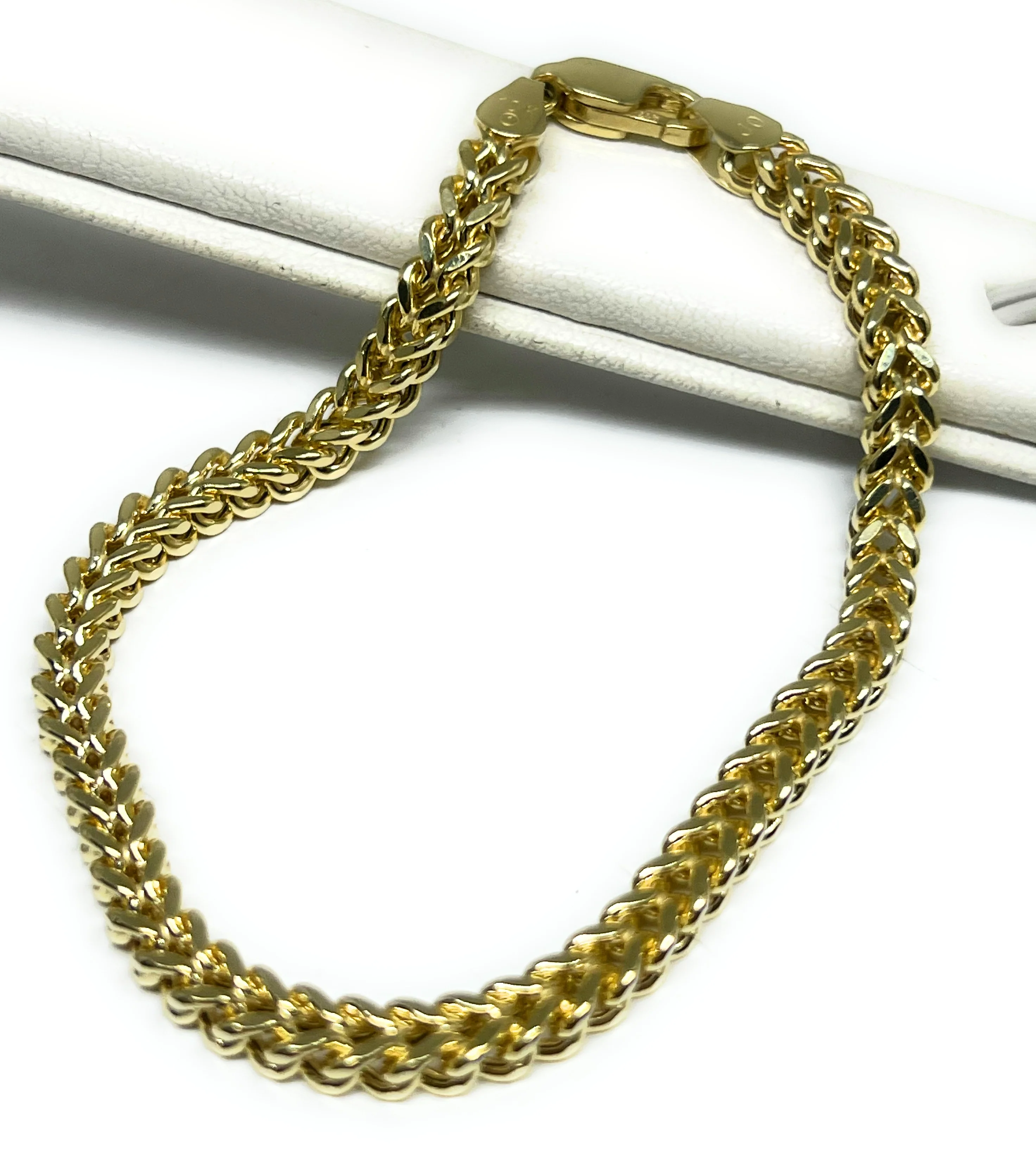 10k Solid Gold Yellow Franco Chain Brracelet 7-8 INCH 2.5-4.8mm Width - Image 5