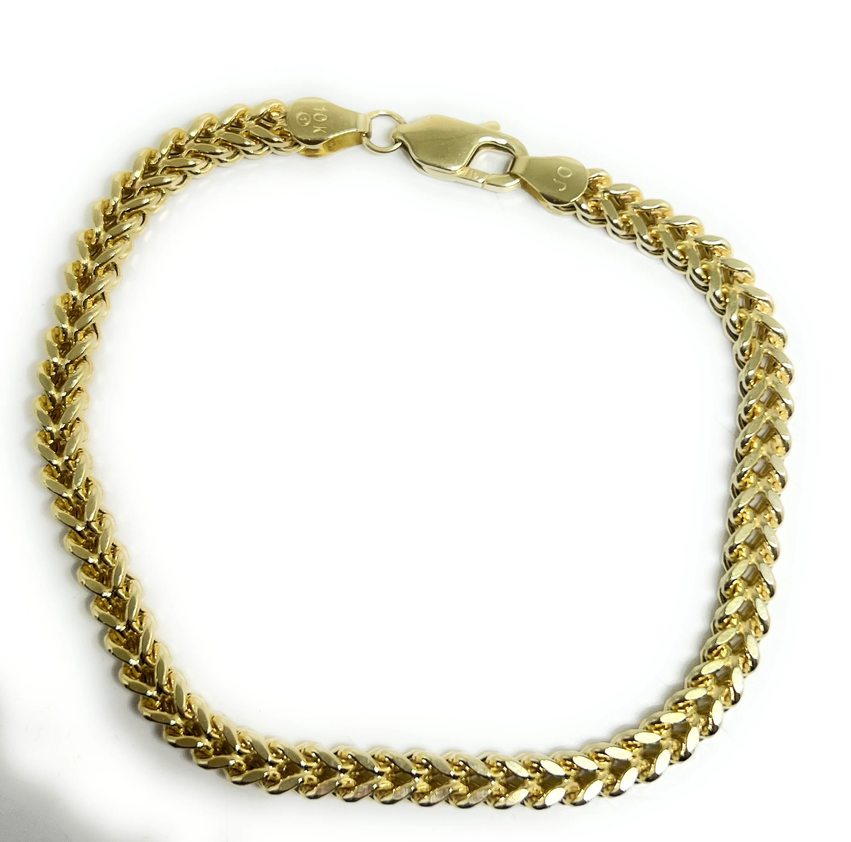 10k Solid Gold Yellow Franco Chain Brracelet 7-8 INCH 2.5-4.8mm Width - Image 6