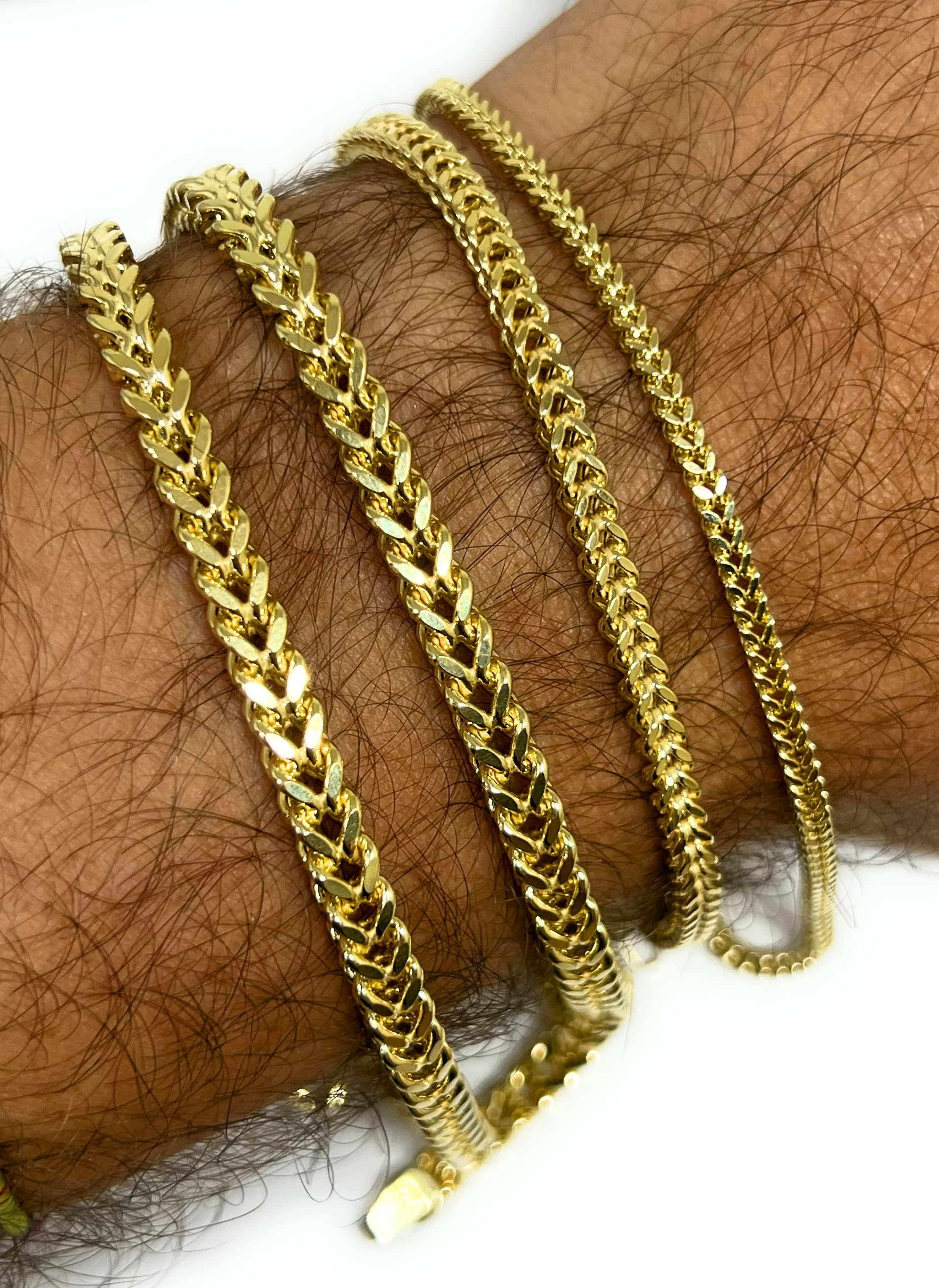 10k Solid Gold Yellow Franco Chain Brracelet 7-8 INCH 2.5-4.8mm Width - Image 7