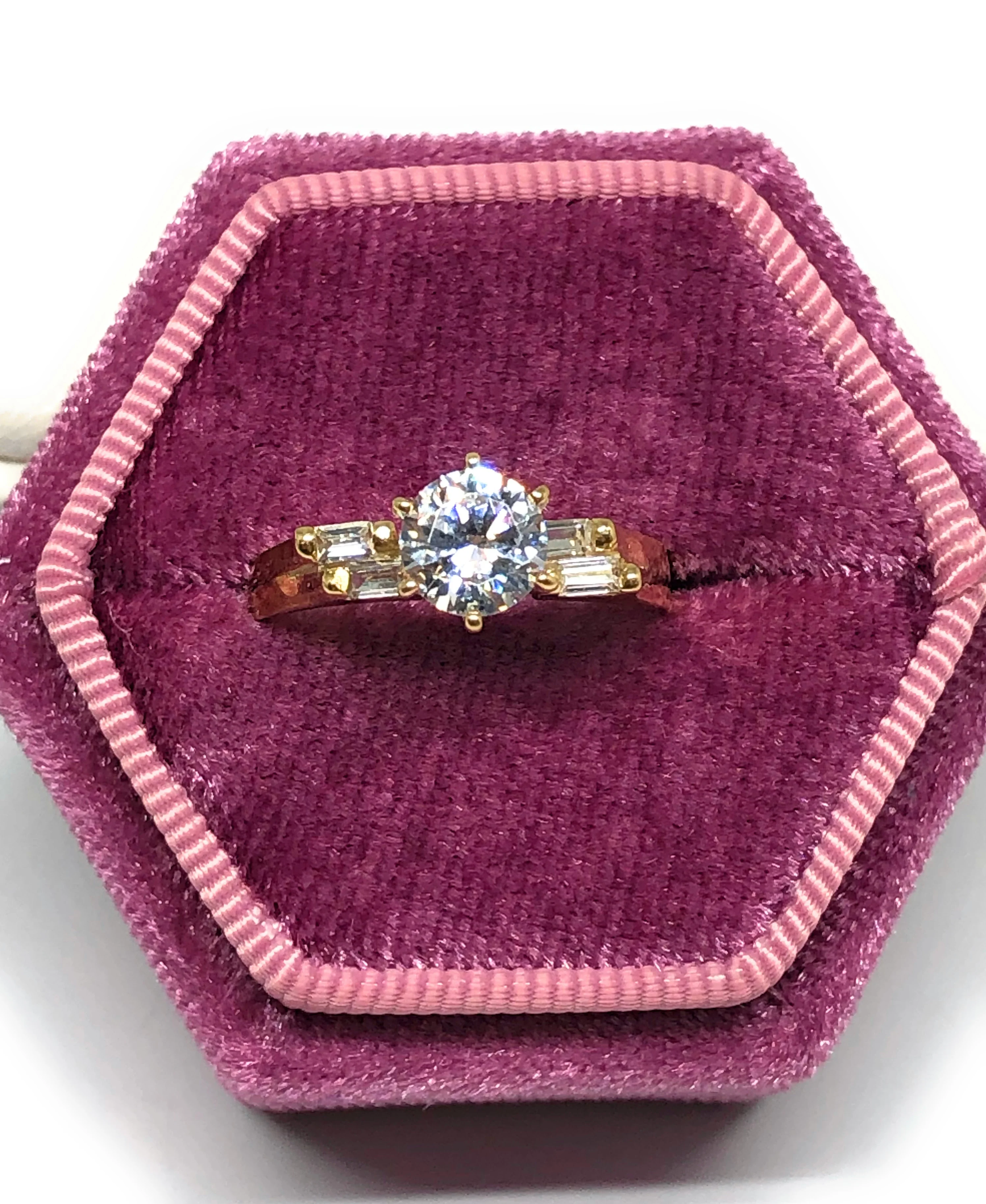 10k Solid Gold Yellow Gold 0.5 KARAT Cubic Zirconia Engagement Ring