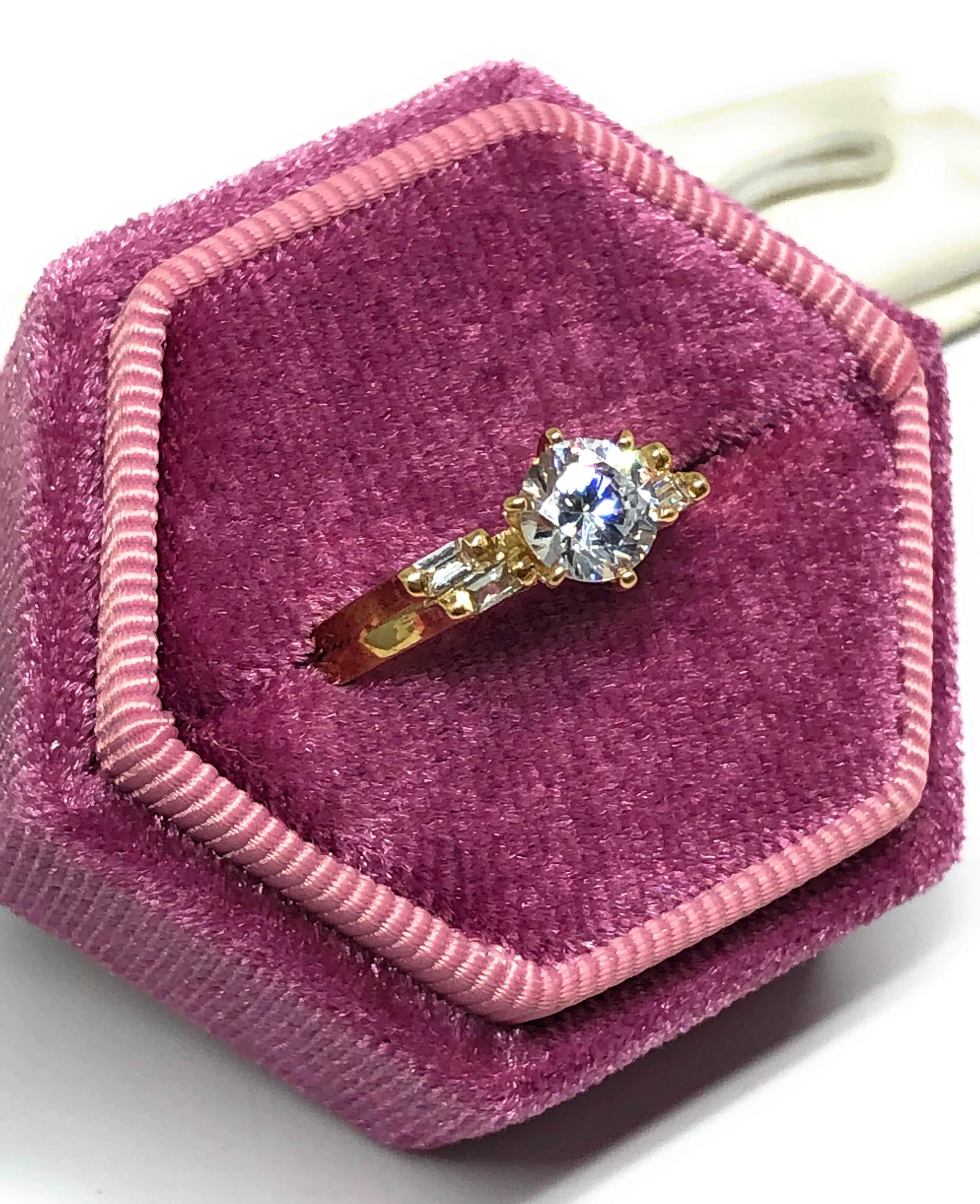 10k Solid Gold Yellow Gold 0.5 KARAT Cubic Zirconia Engagement Ring - Image 3