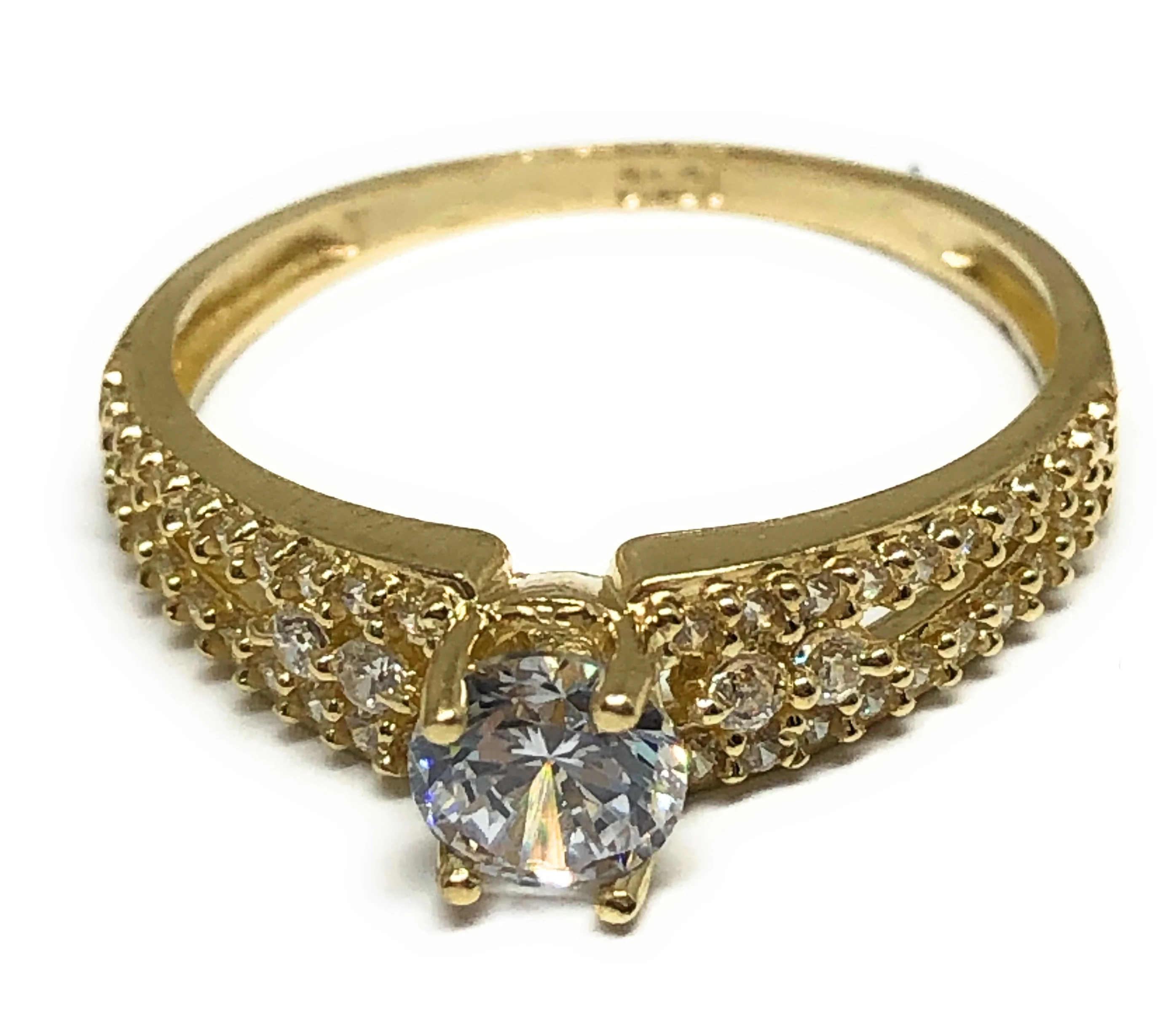 10k Solid Gold Yellow Gold 0.5 KARAT Cubic Zirconia Engagement Ring - Image 2