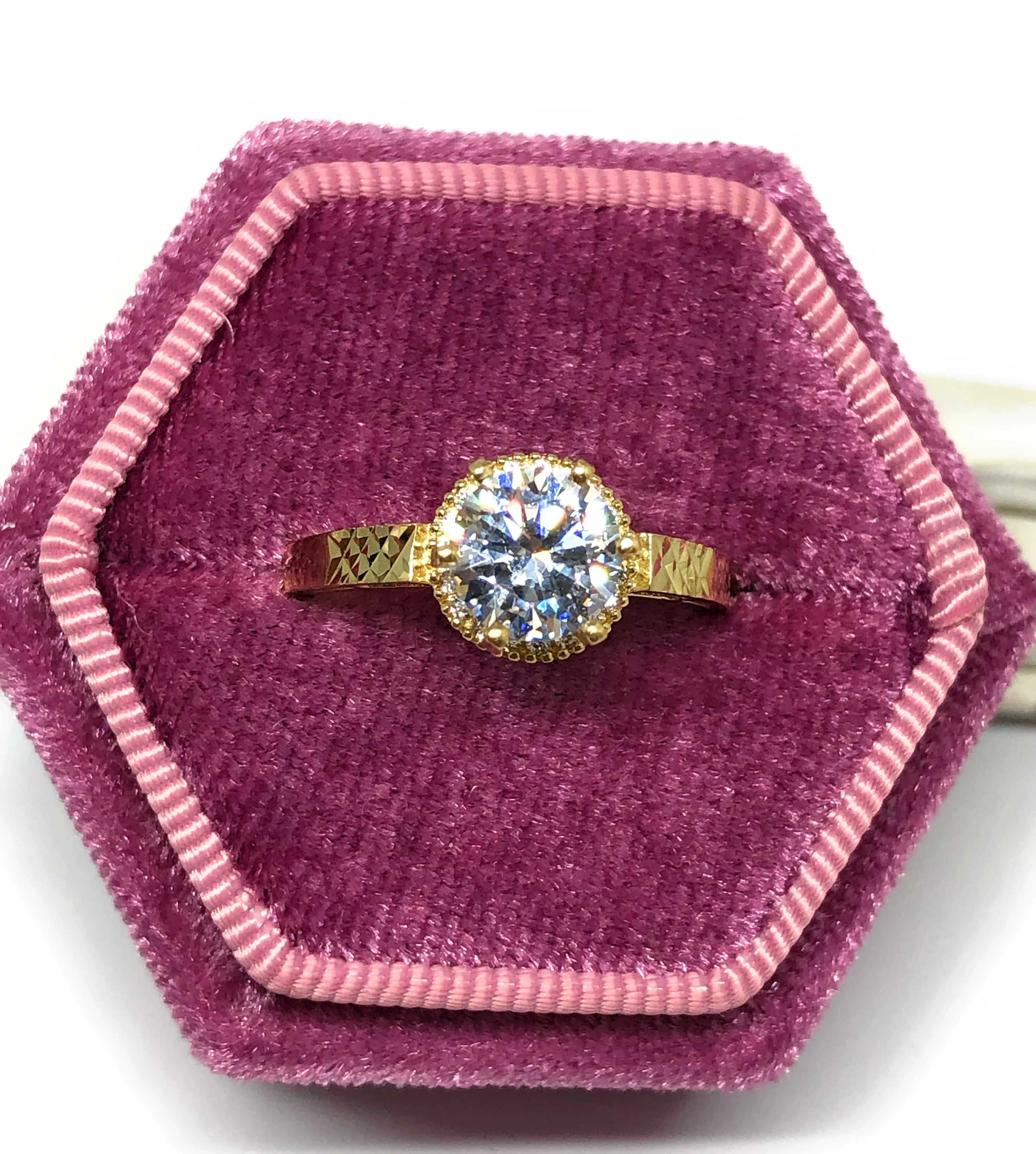 10k Solid Gold Yellow Gold 1.5 KARAT Cubic Zirconia Engagement Ring