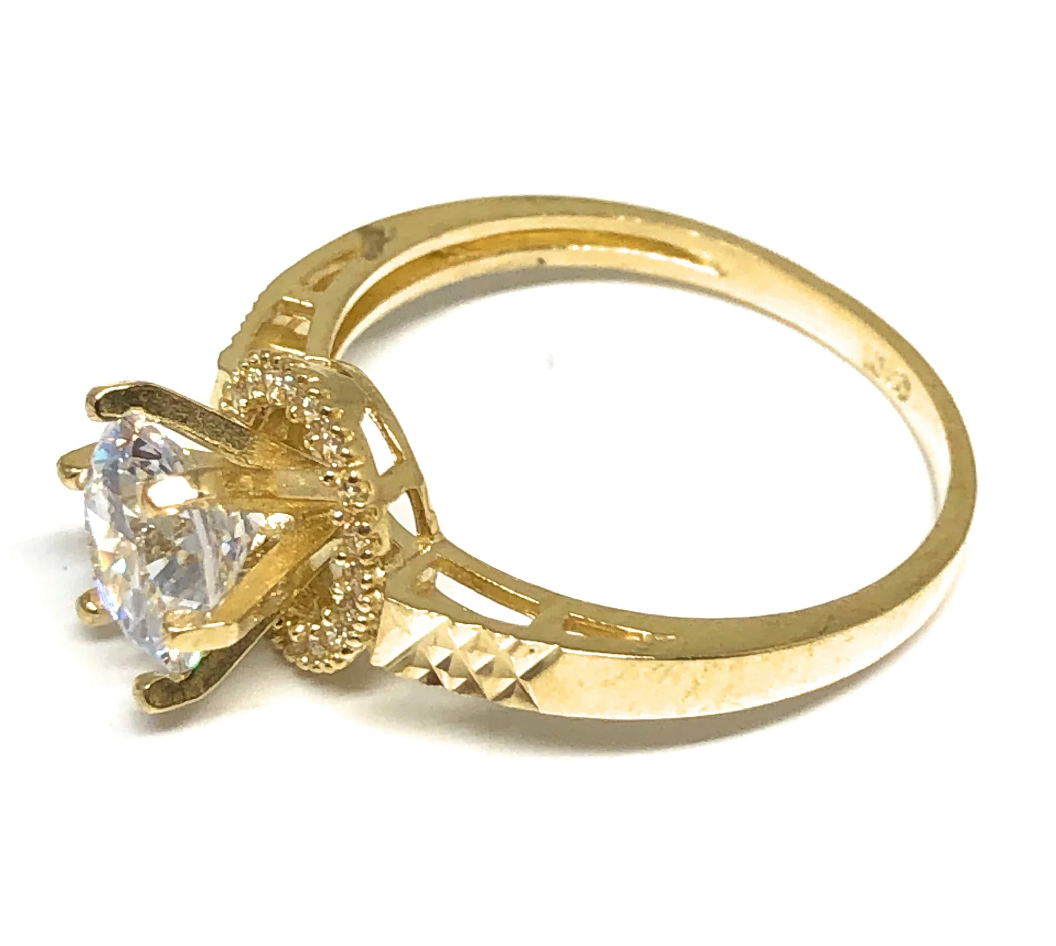 10k Solid Gold Yellow Gold 1.5 KARAT Cubic Zirconia Engagement Ring - Image 6