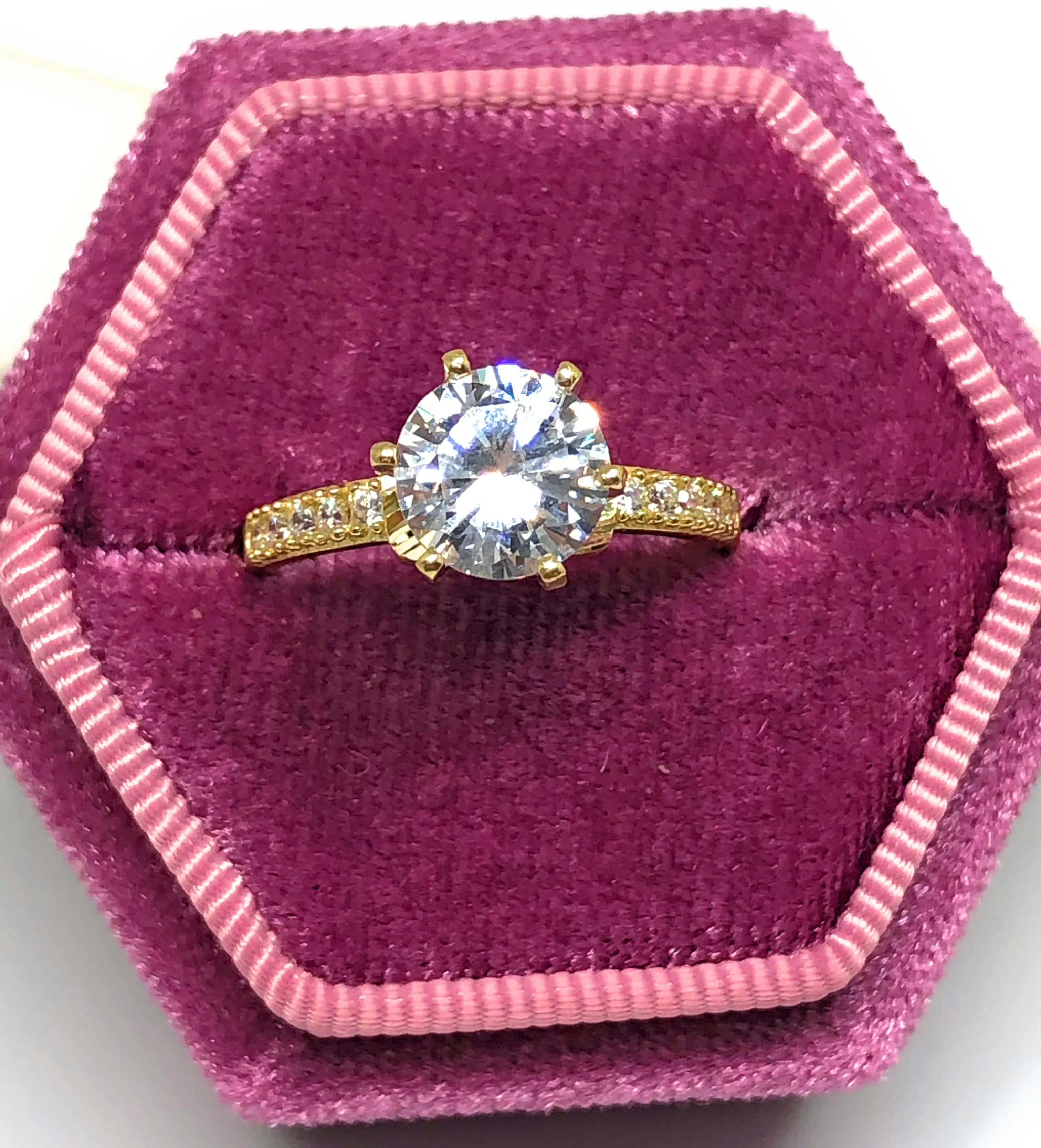 10k Solid Gold Yellow Gold 1.5 KARAT Cubic Zirconia Engagement Ring
