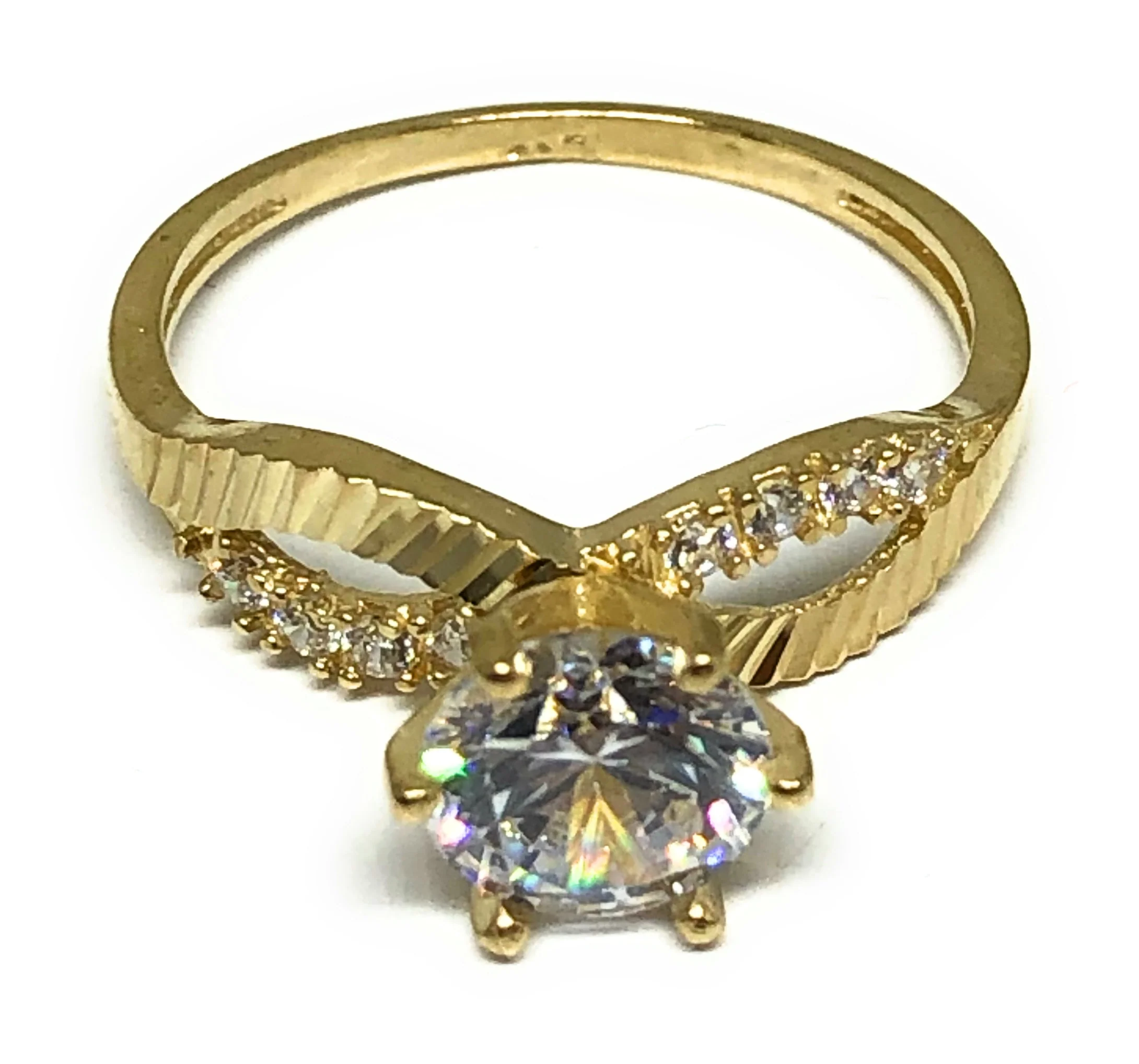 10k Solid Gold Yellow Gold 1.5 KARAT Cubic Zirconia Engagement Ring - Image 3